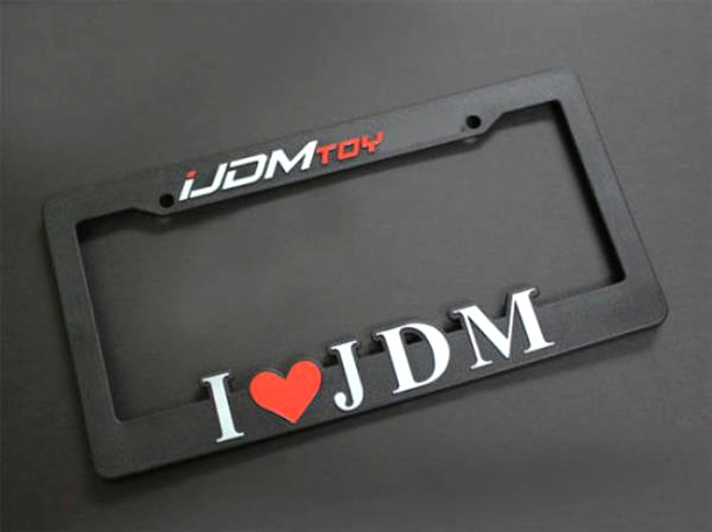 2 Pack JDM License Plate Frames - I Heart JDM Car Number Plate Cover for Sedan, SUV, Truck - Perfect for Japanese Car Enthusiasts & Auto Show Display