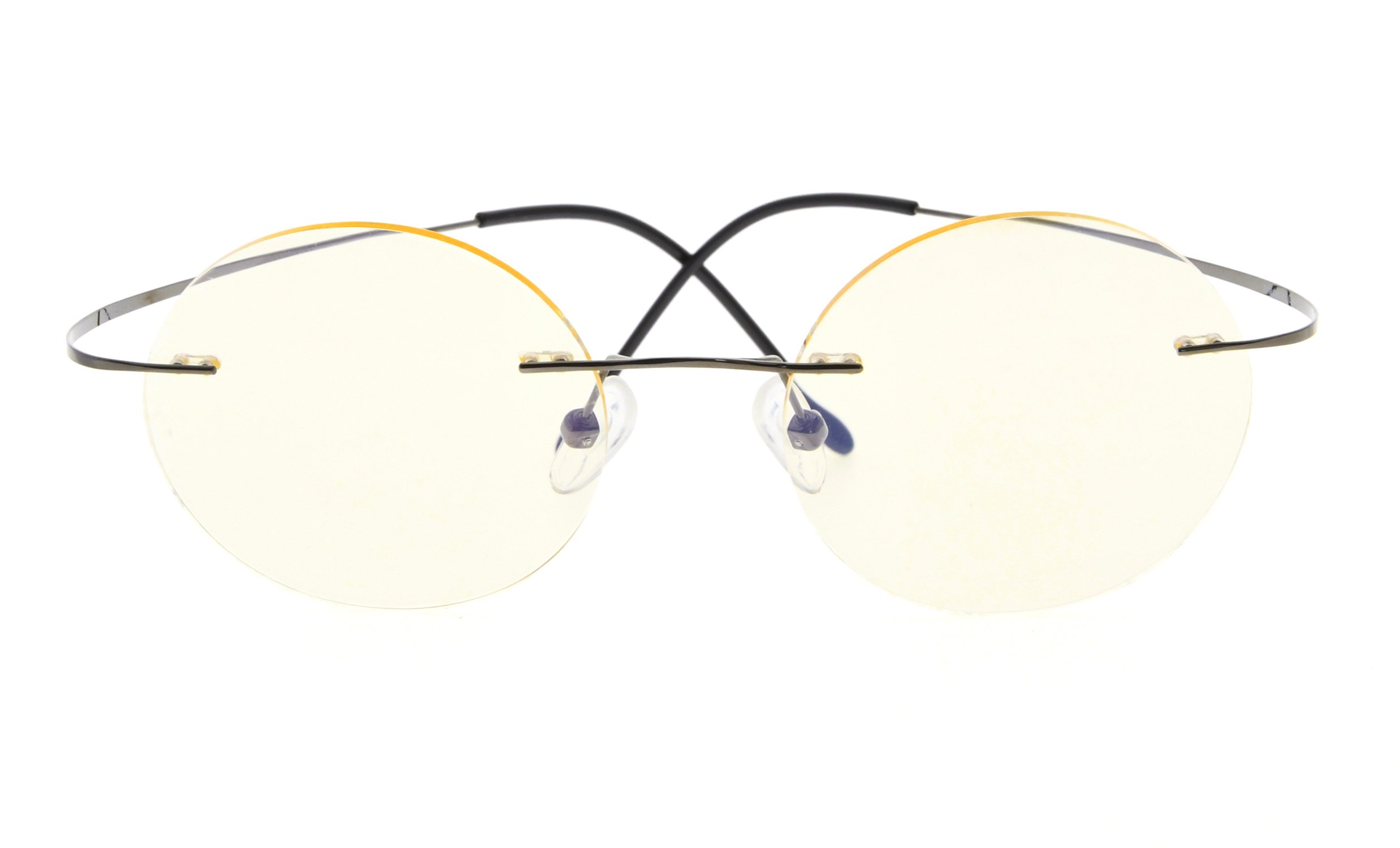 Titanium Rimless Blue Light Blocking Computer Glasses for Men & Women - Anti Eye Strain for Work, Gaming & Reading