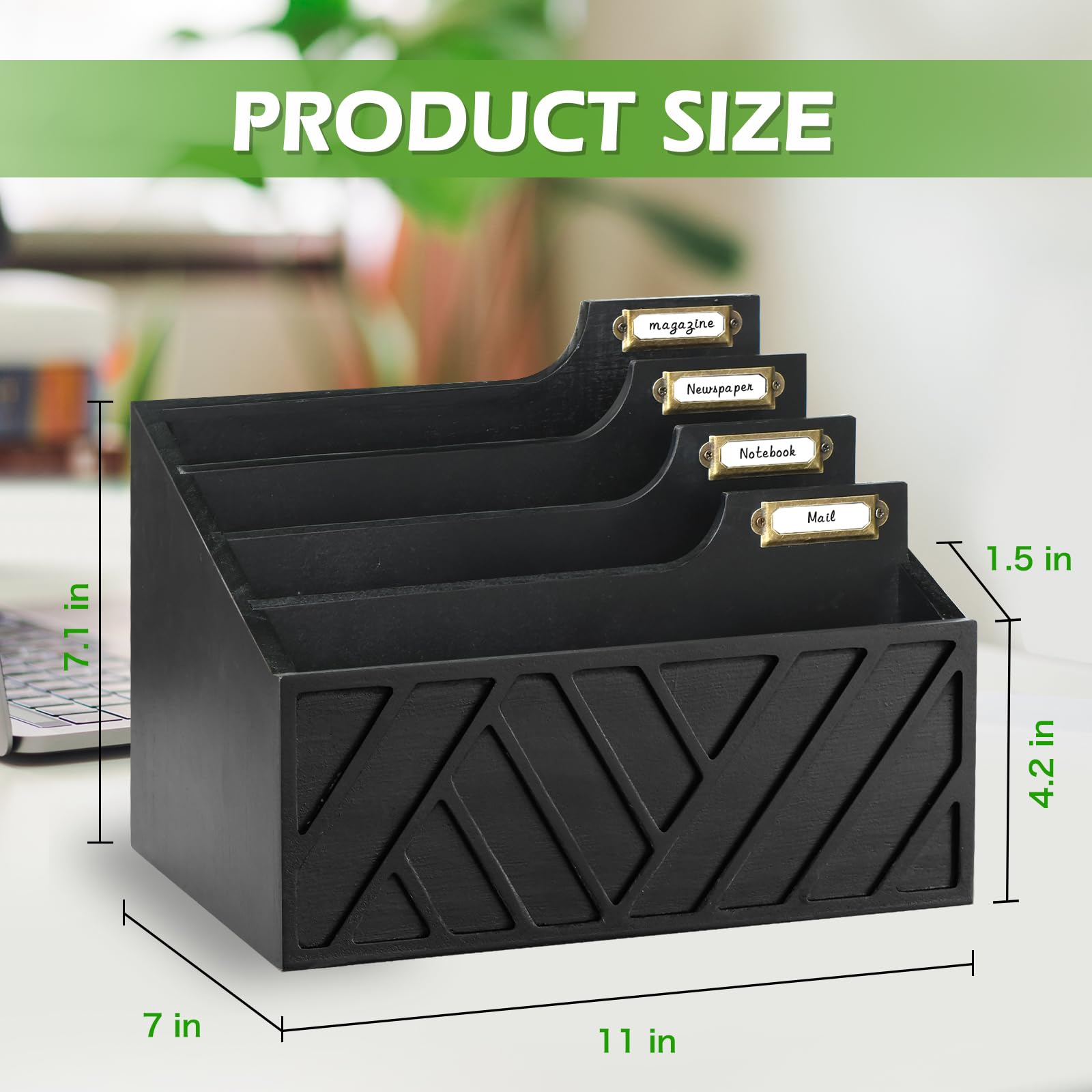 Rustic Wooden Mail Organizer & Letter Sorter for Desk - White Countertop File Holder for Office, Home, or Workspace | Perfect for Organizing Letters, Papers, Folders & Office Supplies
