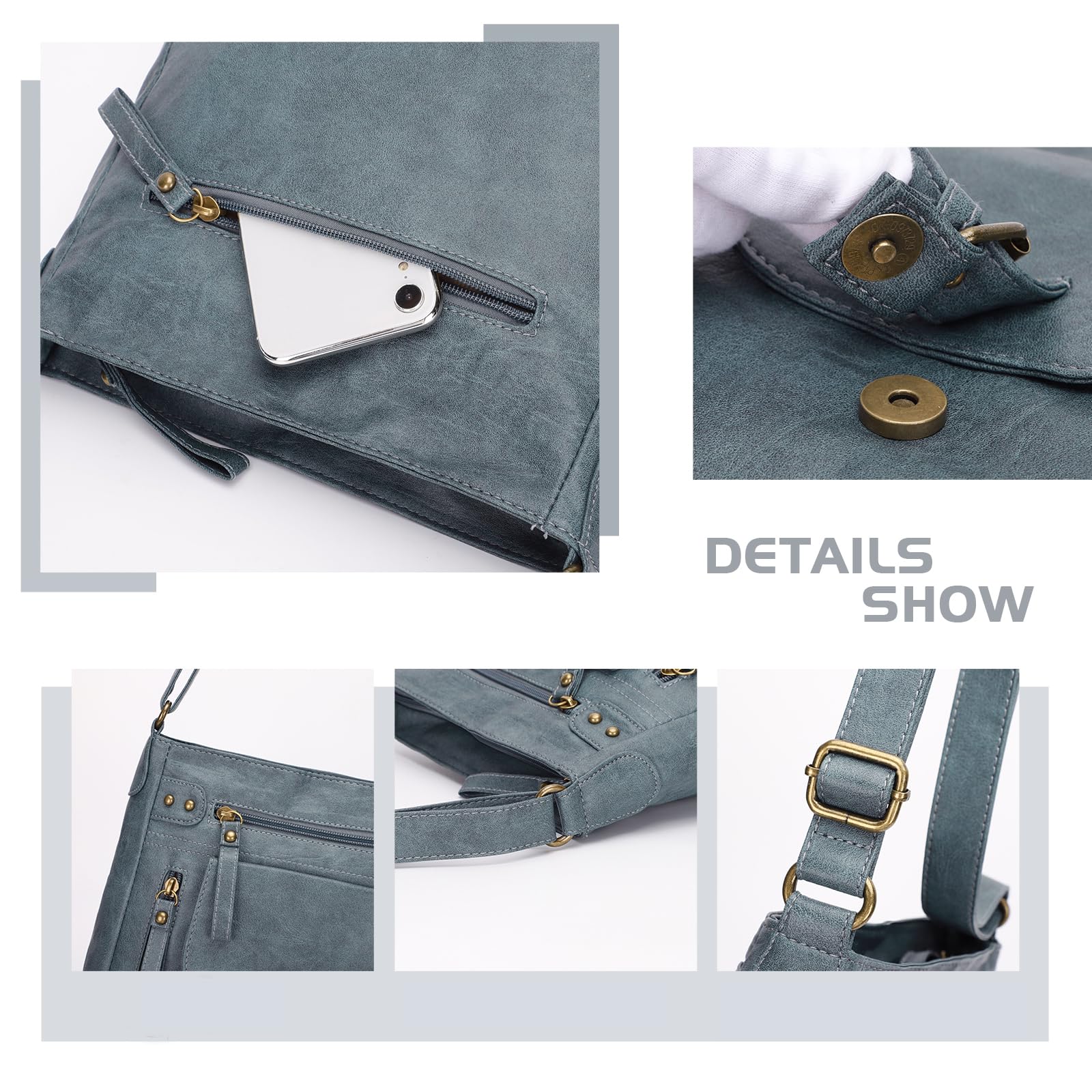 KL928 Women's Crossbody Bag with Multiple Pockets - Medium Size PU Leather Shoulder Purse for Daily Use, Travel & Shopping