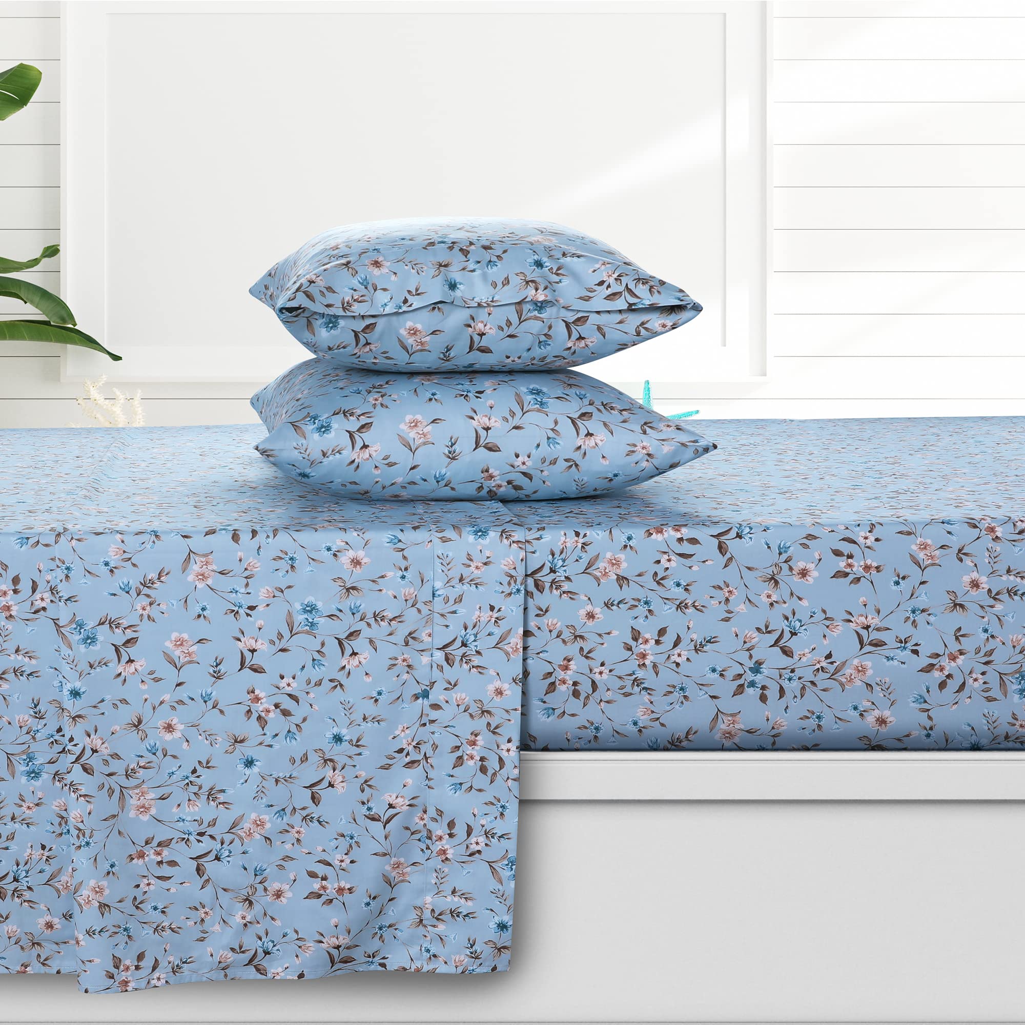 Premium 300 Thread Count Organic Cotton Deep Pocket Sheet Set - Twin XL, Fits Mattress up to 19