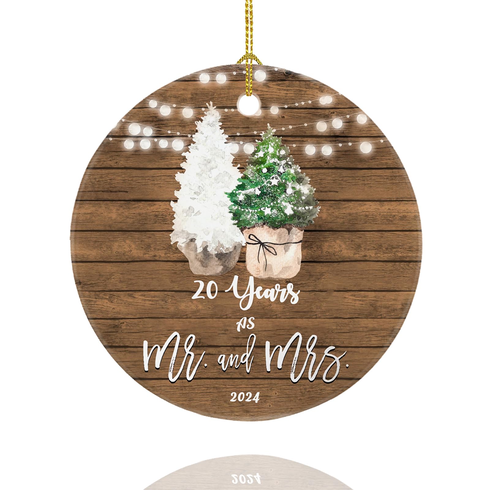 20th Anniversary Gifts for Couples - Ceramic Keepsake Ornament with Ribbon & Gift Box - Perfect for 20 Year Wedding Anniversary, Christmas Decorations & Romantic Celebrations