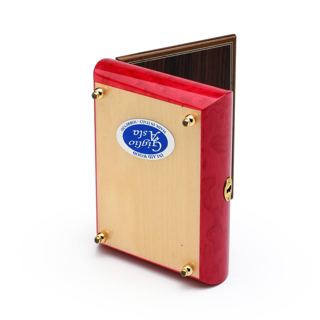 Elegant 23-Note Italian Red Wine Floral Inlay Musical Jewelry Box with Lock & Key - Plays Fur Elise by Beethoven | Perfect Gift for Women, Jewelry Storage & Home Decor