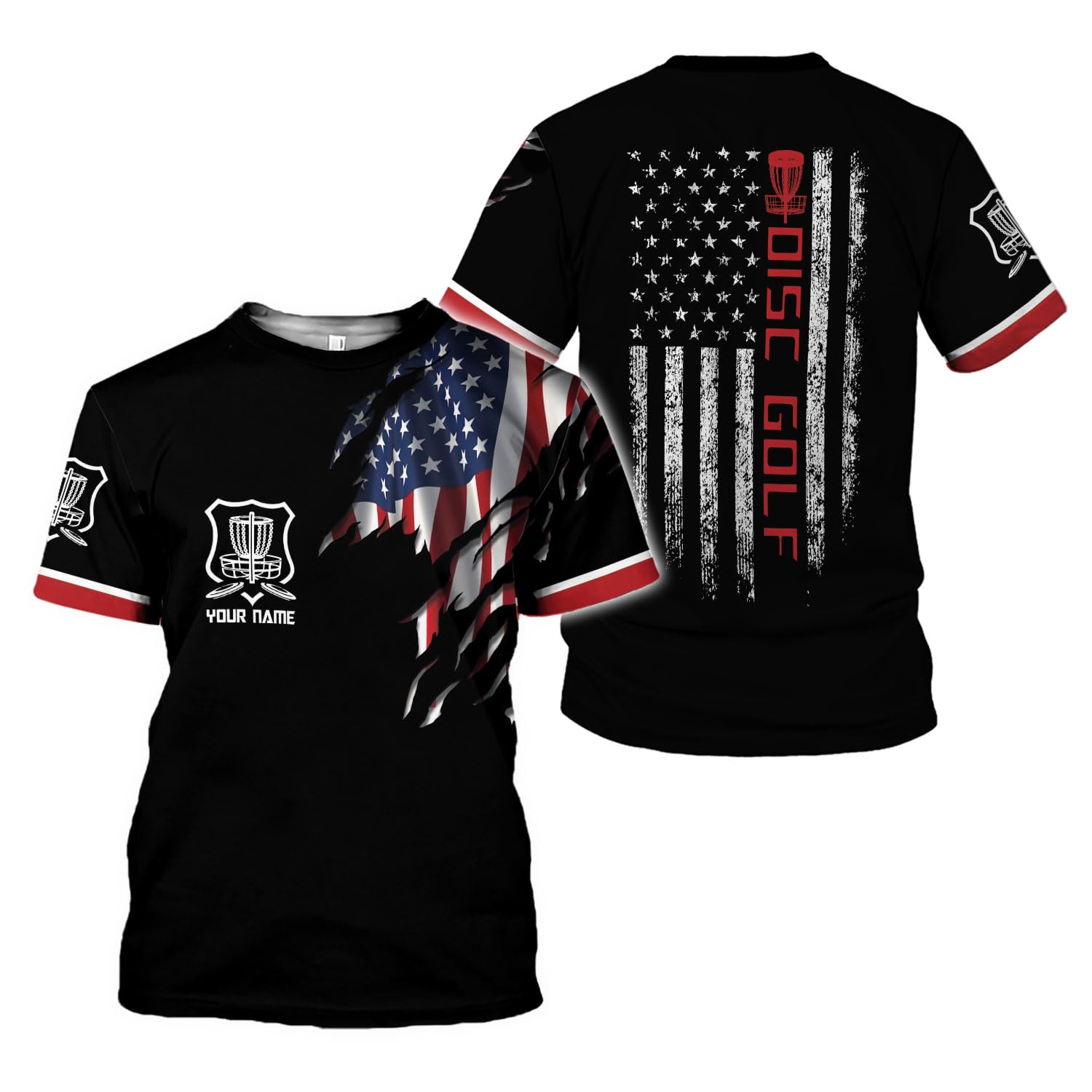 Custom 3D Printed Disc Golf T-Shirts for Men - Personalized All Over Print Tees Sizes S-5XL | Perfect for Tournaments, Casual Wear & Disc Golf Enthusiasts