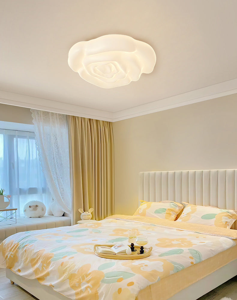 Elegant Cream Rose Acrylic Ceiling Light Fixture - Modern Floral Chandelier for Bedroom, Living Room & Dining Room Decor