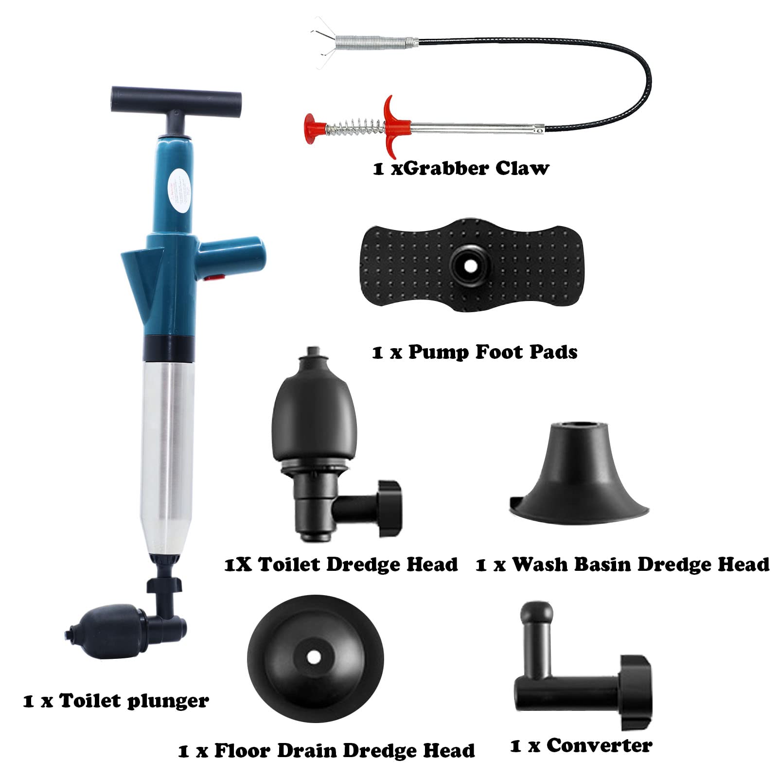 **Powerful Manual Air Pressure Toilet Drain Blaster Plunger - High Pressure Dredge Tool for Clogged Toilet, Sink, Bathroom & Kitchen Floor Drain - Ideal for Sewer Pipe and Plumbing Cleaning**    *(Perfect for Home, RV, and Commercial Use - Quickly Unclog Drains Without Harsh Chemicals!)*