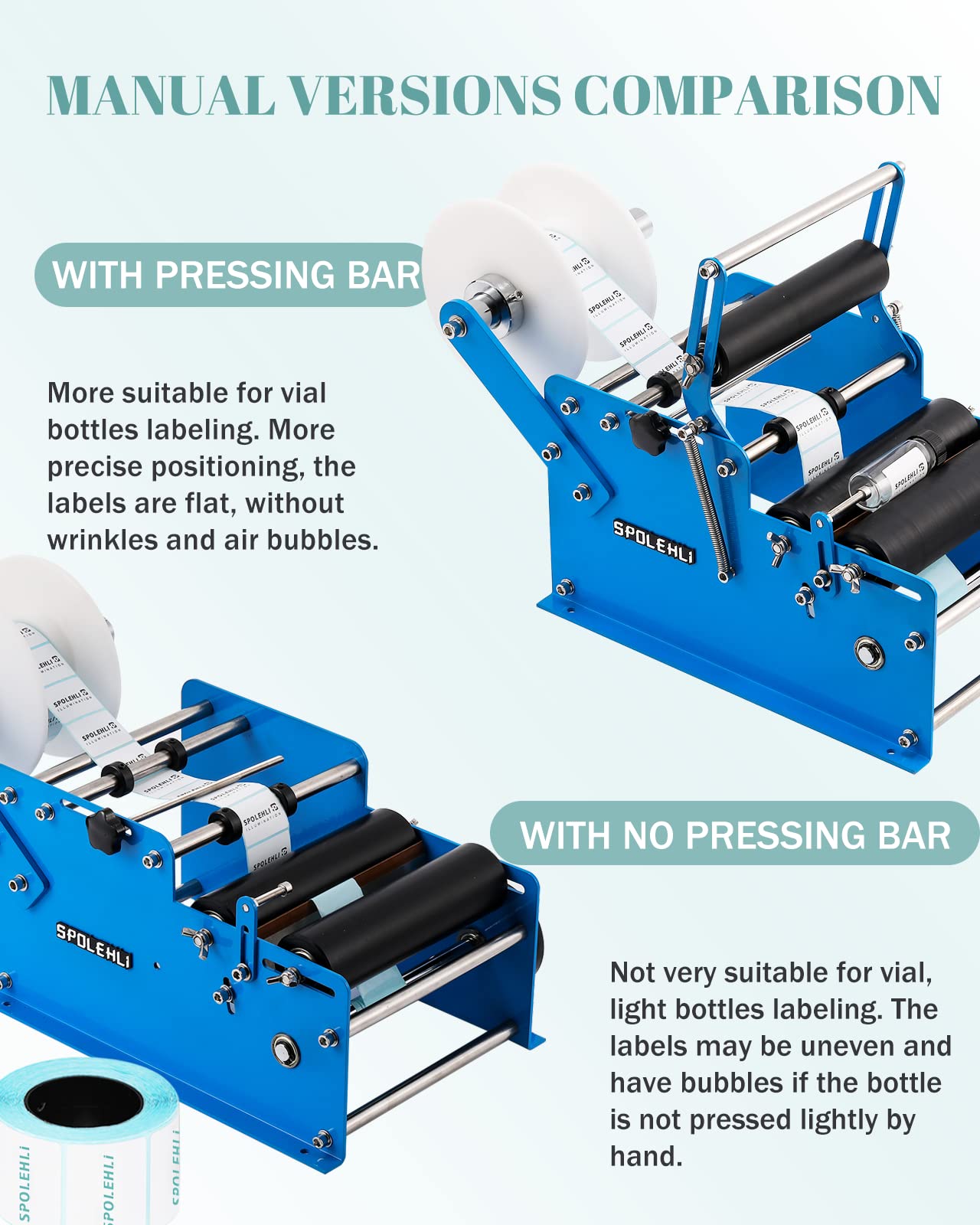 Manual Swing Arm Bottle Labeling Machine - Adjustable Self-Adhesive Label Applicator for Round Bottles (0.6-4.7