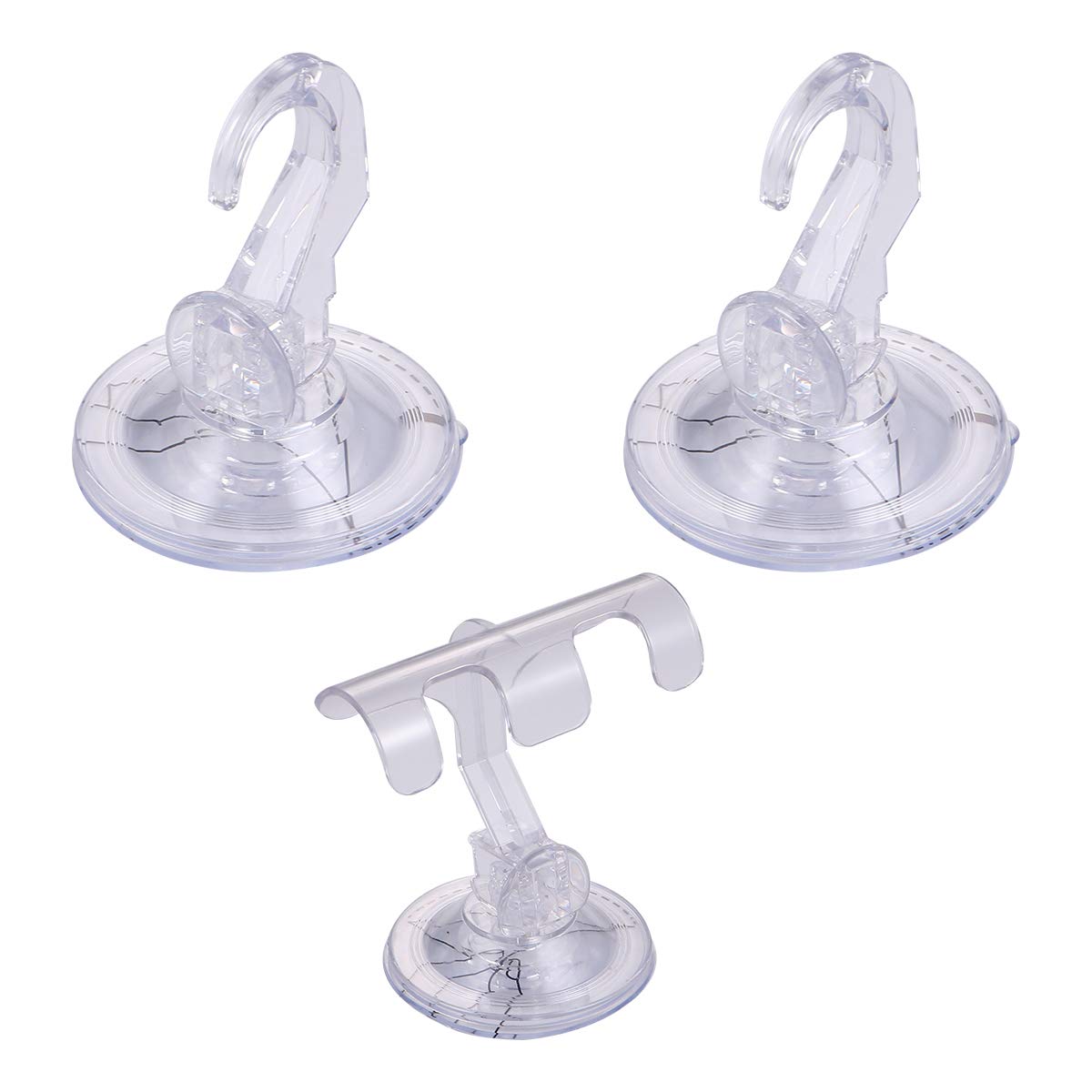 DOITOOL 3PCS Plastic Suction Cup Hooks - Strong Adhesive Bathroom & Kitchen Wall Hangers, No Drill No Damage Hooks for Towels, Robes, Utensils - Perfect for Home, Office, Dorm Organization