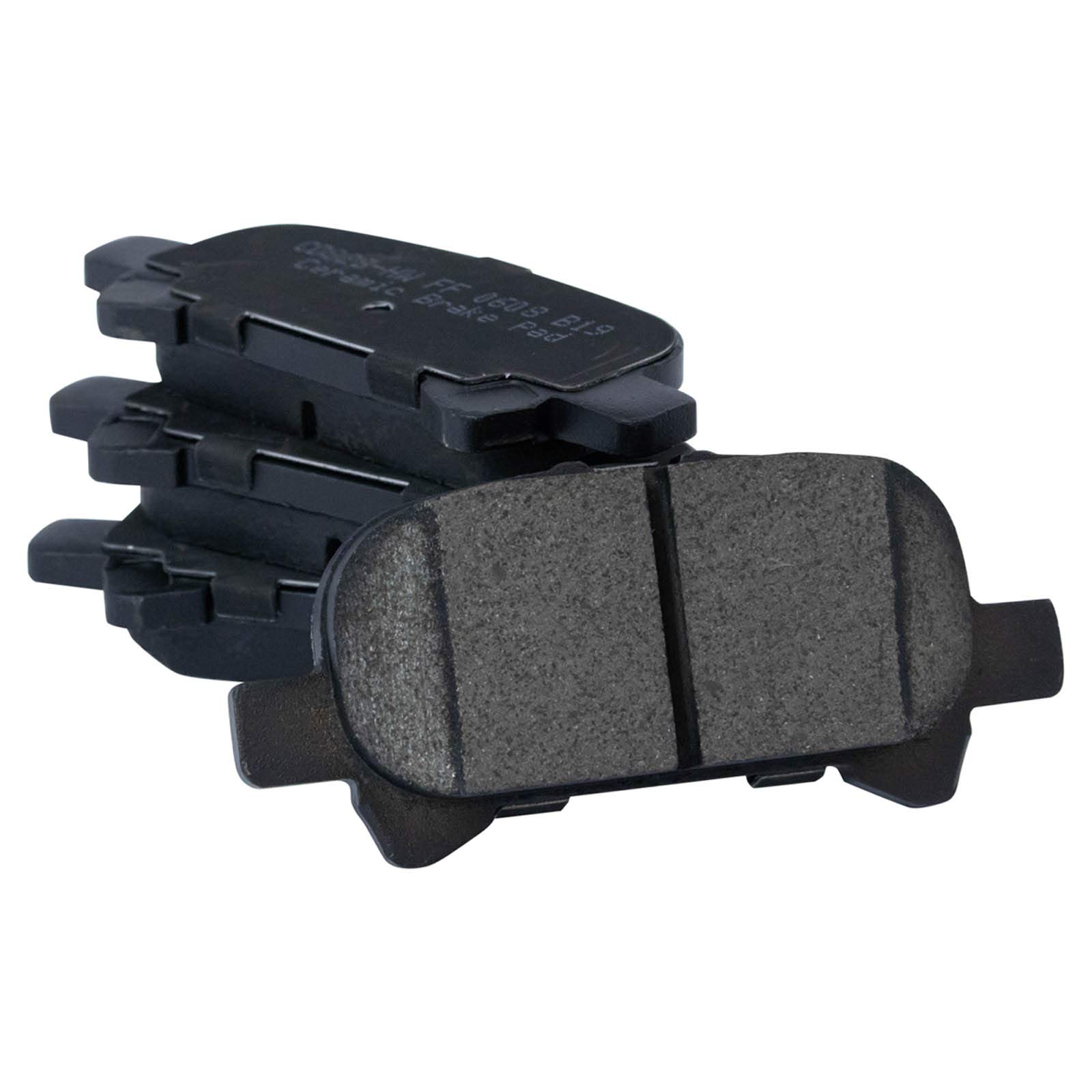 TRQ Rear Brake Pad and Rotor Kit - Ceramic Brake Pads & Solid Rotors - Compatible with 2006-2007 Toyota Avalon, 2002-2006 Camry, 2004-2008 Solara - Perfect for Smooth Braking & Long-Lasting Performance