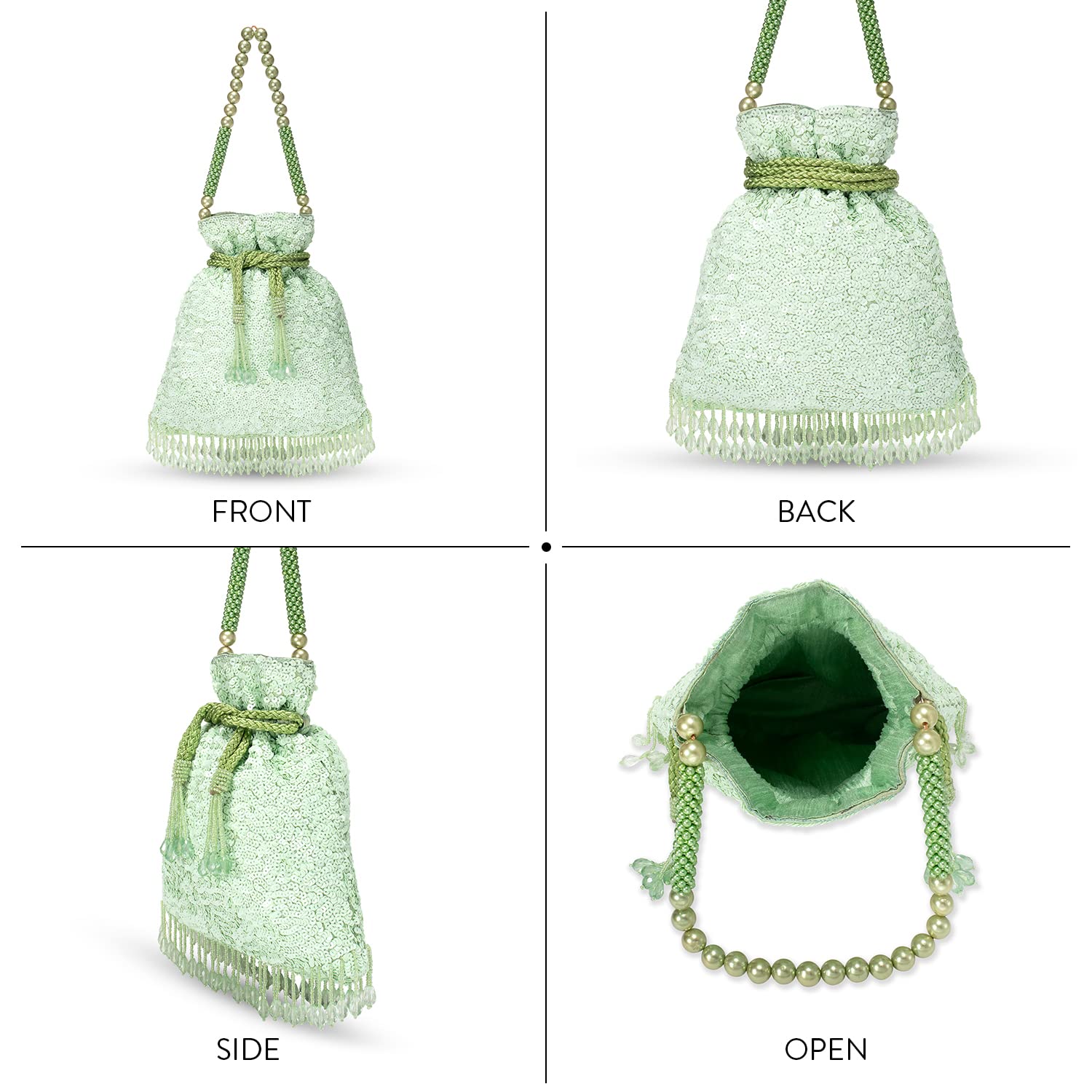 Aheli Indian Potli Bags for Women - Ethnic Embroidered Clutch Purse with Drawstring - Perfect for Weddings, Parties & Evening Events (Bridal Gift Idea)