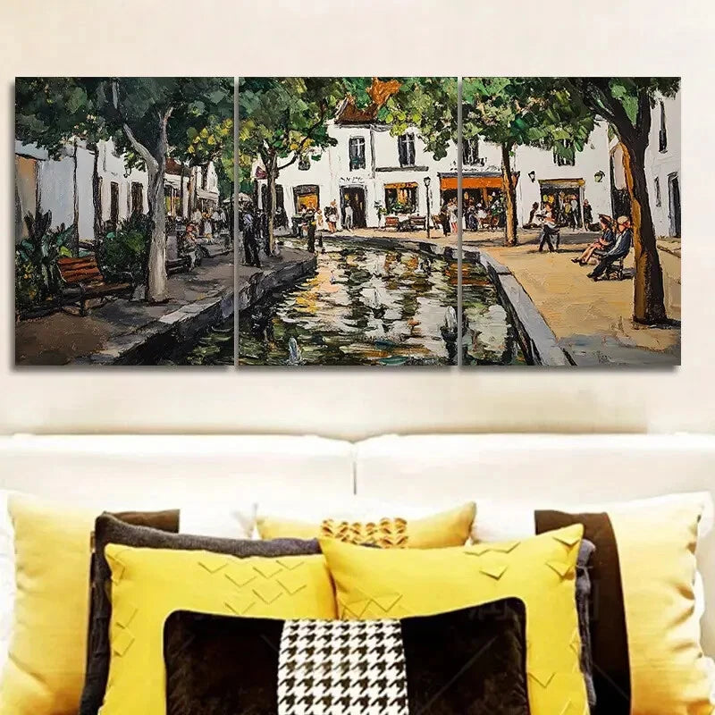 3-Piece Ancient City Canal Wall Art Set - Framed Canvas 40x60cm - High Quality Print - 100% Australian Made - Ready to Hang - Perfect for Living Room, Bedroom & Office Decor