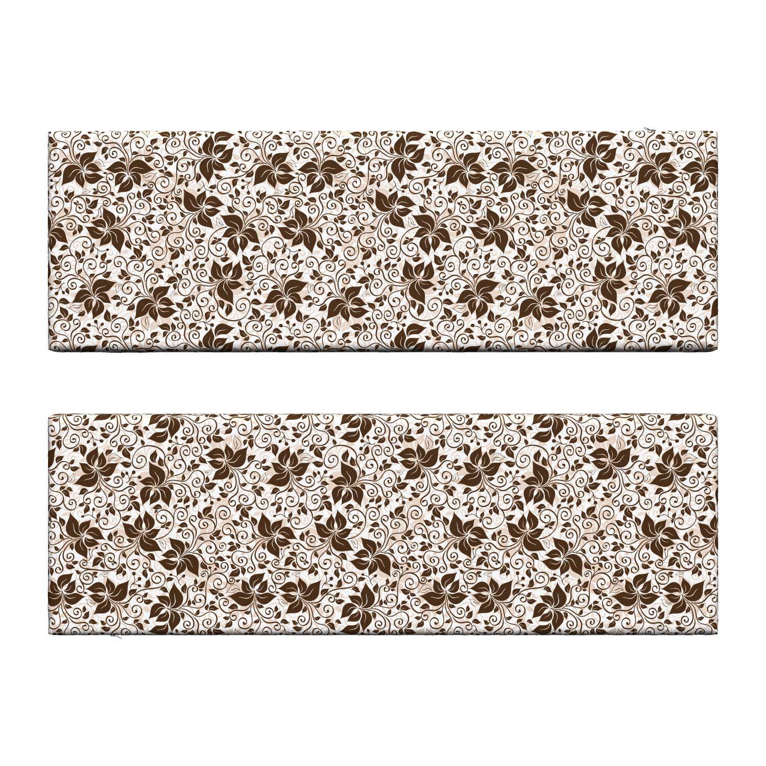 Ambesonne 2-Piece Earth Tone Bench Cushion Set - Brown Silhouette Petals & Leaf Design with Spiral Stems, 45