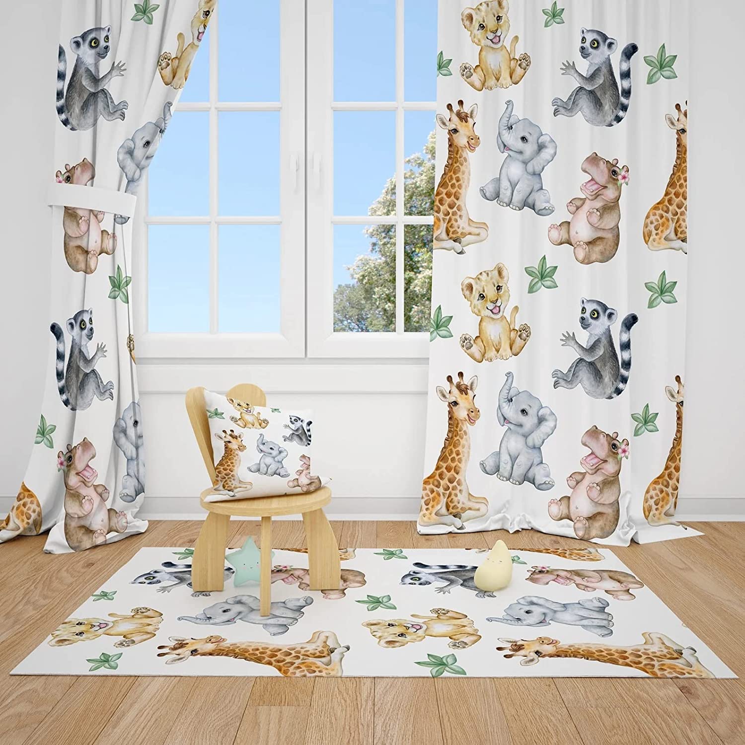 Adorable Baby Safari Animals Nursery Curtains for Boys - 51