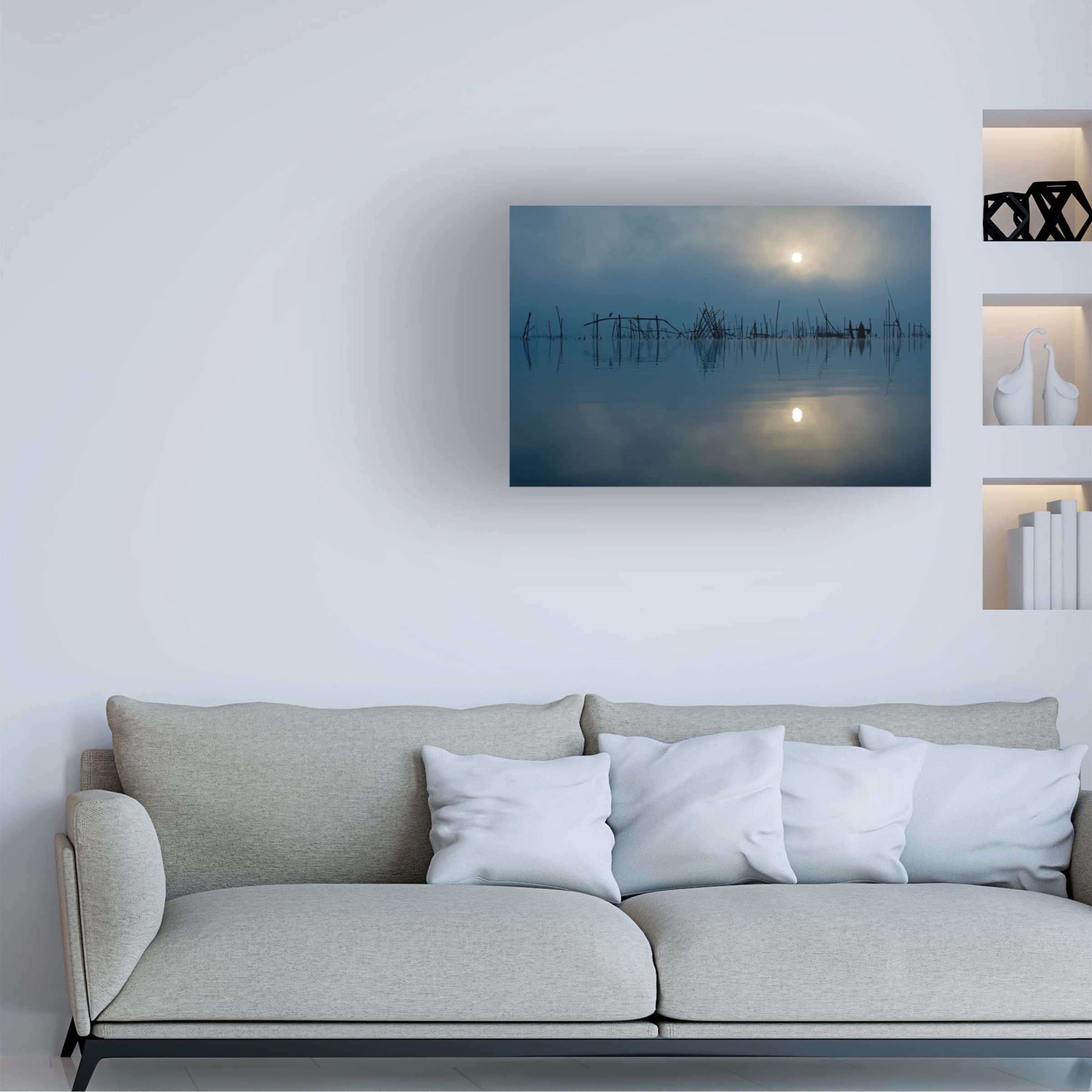 Blue Sun Canvas Art Print by Kouji Tomihisa - Modern Abstract Wall Decor for Living Room, Bedroom & Office - Trademark Fine Art Collection