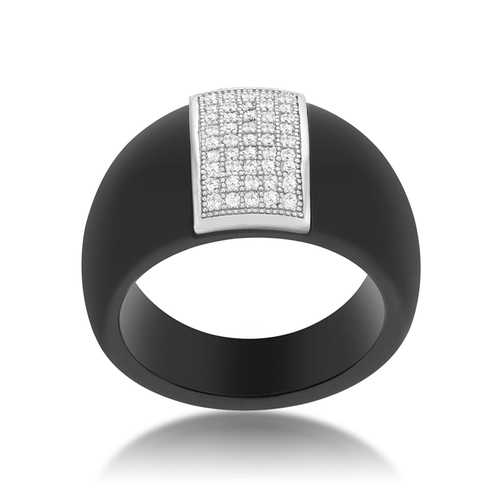 Elegant Black Ceramic Cocktail Ring for Women - Vintage Statement Jewelry - Perfect for Parties, Weddings & Evening Events