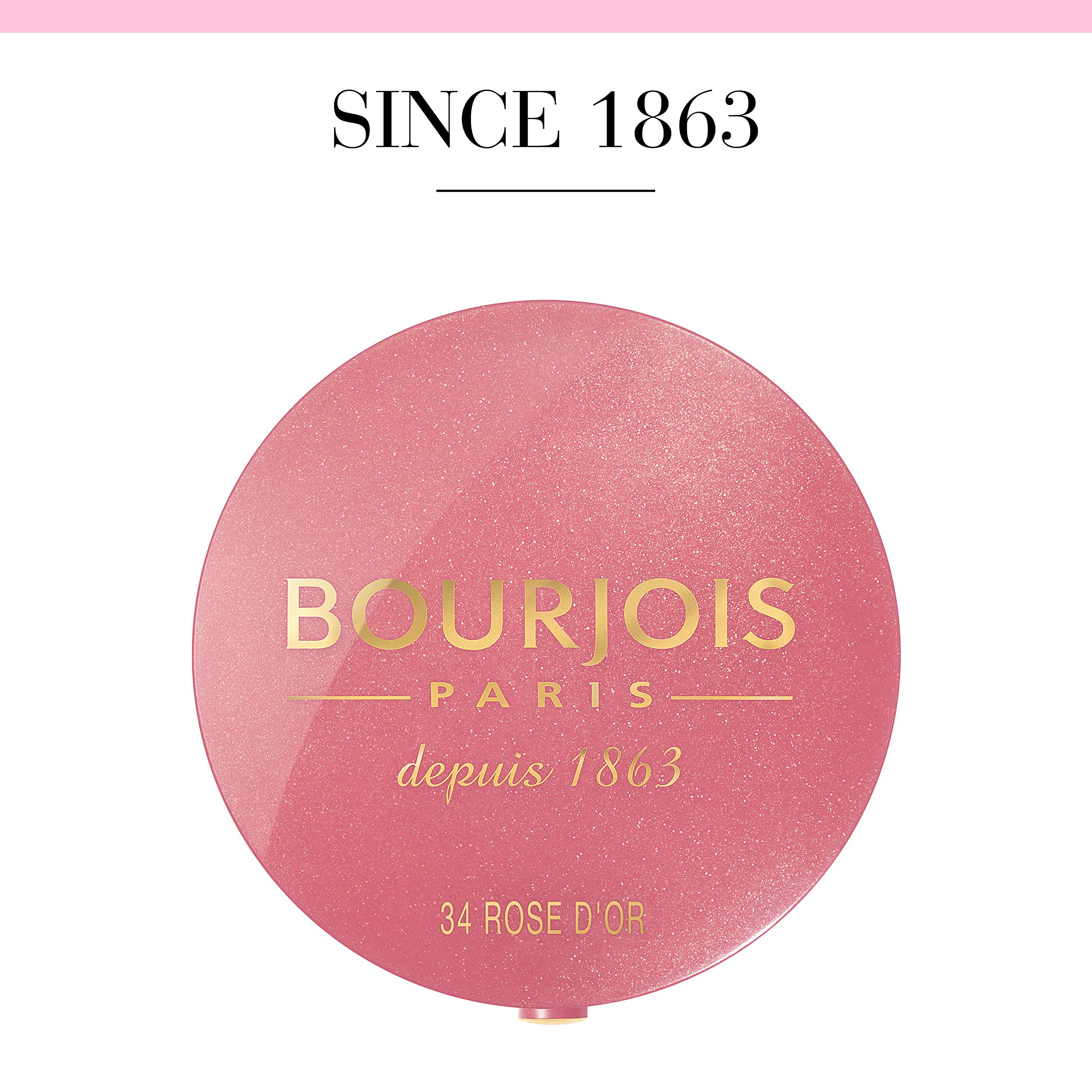 Bourjois Blush for Women - No. 34 Rose d'Or Golden Pink Cheek Color, 0.08 Ounce | Natural-Looking Flush for Day & Night Makeup Looks