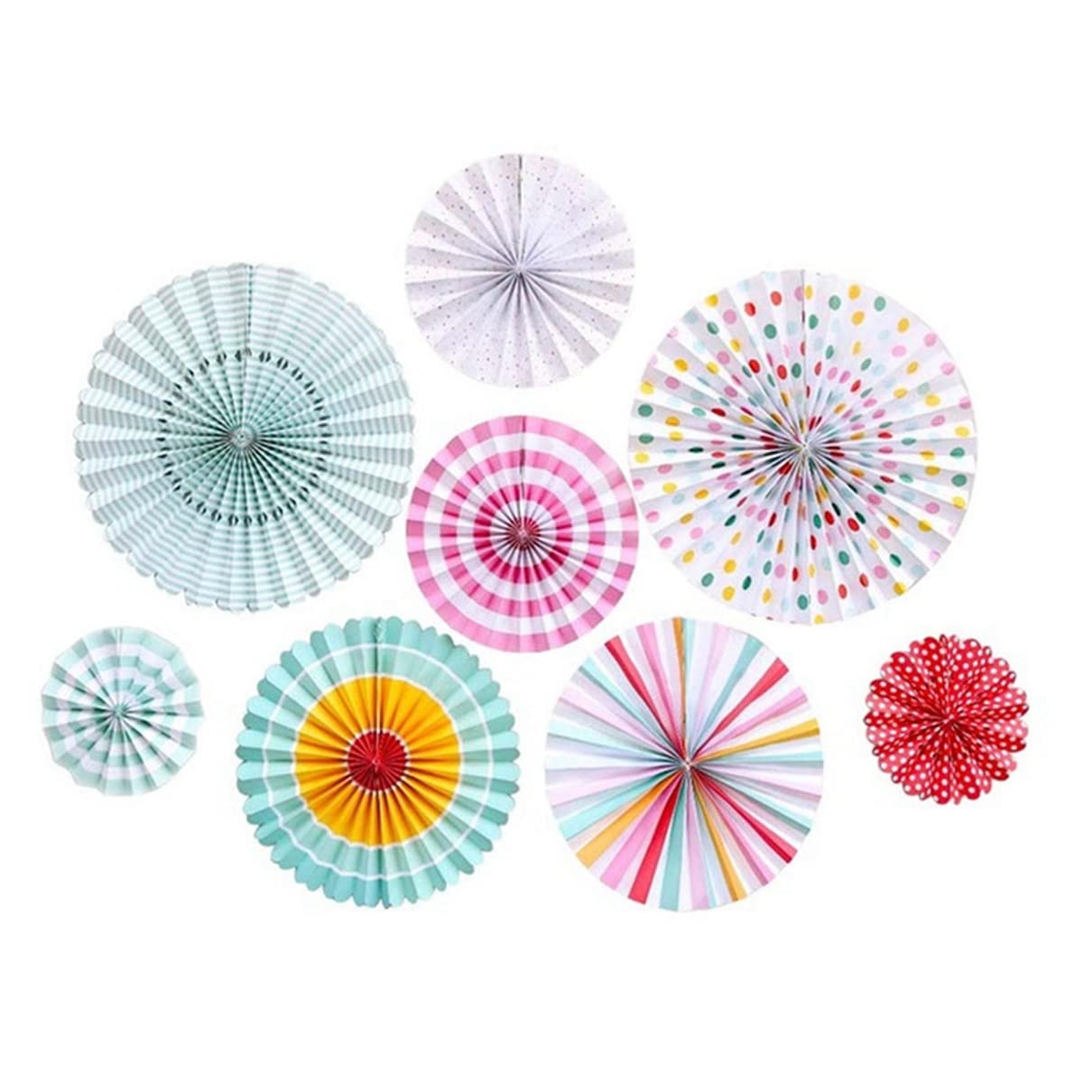 8-Pack Wedding Decoration Paper Fans & Tissue Pom Poms - Colorful Hollow Paper Flowers for Wedding, Birthday Party Decorations - Perfect for DIY Backdrops, Ceiling Hanging & Table Centerpieces