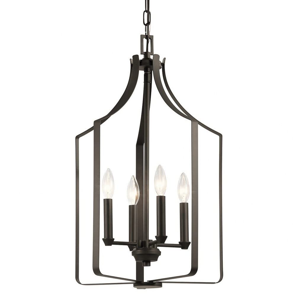 4-Light Traditional Candle Style Cage Mini Chandelier - Olde Bronze Finish - Perfect for Dining Room, Bedroom or Entryway Lighting
