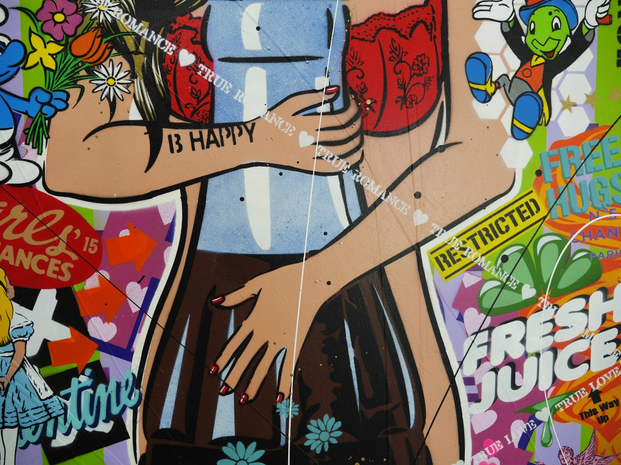 Hubba Bubba Babe 200cm x 80cm Textured Urban Pop Art Canvas Painting - Perfect for Modern Living Rooms, Bedrooms & Office Decor