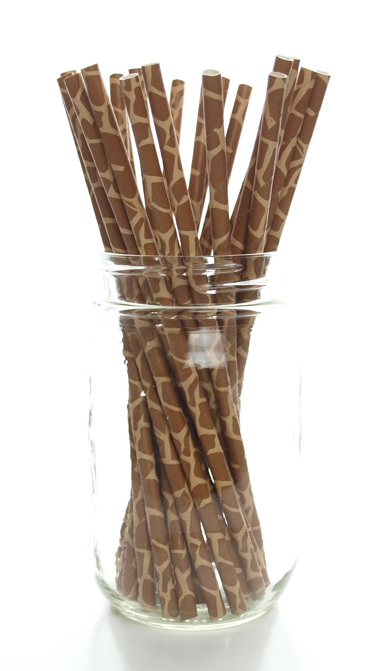 Eco-Friendly Giraffe Print Paper Straws - Disposable Drinking Straws for Parties, Baby Showers & Events | Fun Animal Print Design | 25 Pack | Perfect for Tropical Themed Decorations & Kids Birthday Celebrations