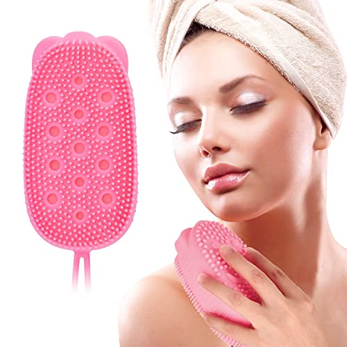 NOBILEA Silicone Body Scrubber Brush - Soft Exfoliating Shower Brush with Built-in Shampoo Dispenser for Men, Women & Kids | Skin Massage & Deep Cleansing | Perfect for Bath, Spa & Daily Shower Routine (Silicone Material)