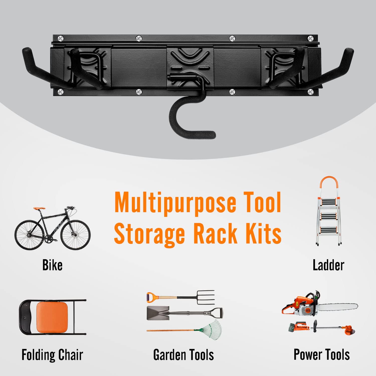 Heavy-Duty Wall Mount Garage Storage Rack Organizer - Extra Wide Panels for Hanging Garden Tools, Shovels, Ladders, Sports Gear, Hoses & Lawn Trimmers | Perfect for Garage, Shed & Yard Organization