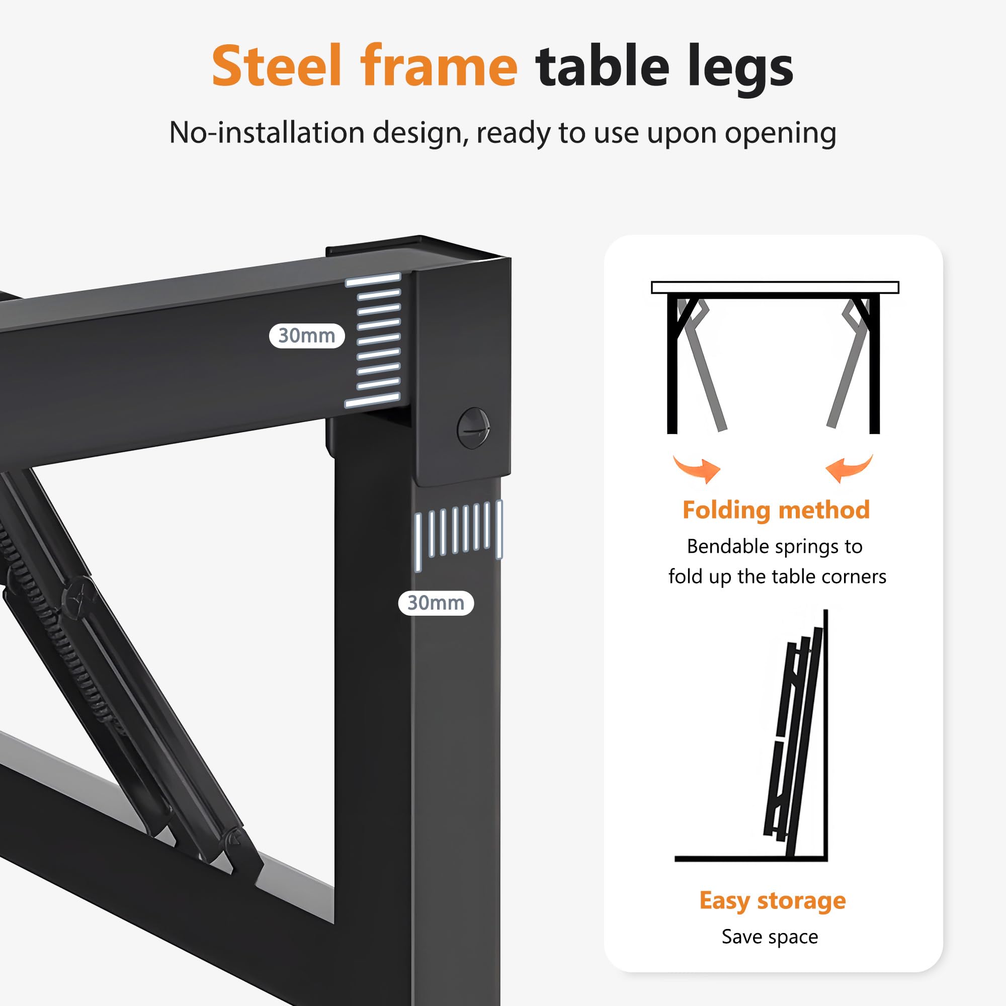 DLandHome 39.4 Inch Folding Computer Desk - Space Saving Writing Desk for Small Spaces, Study Table & Laptop Workstation (Teak & Black, No Assembly Required) - Perfect for Home Office, Dorm Room & Small Apartments