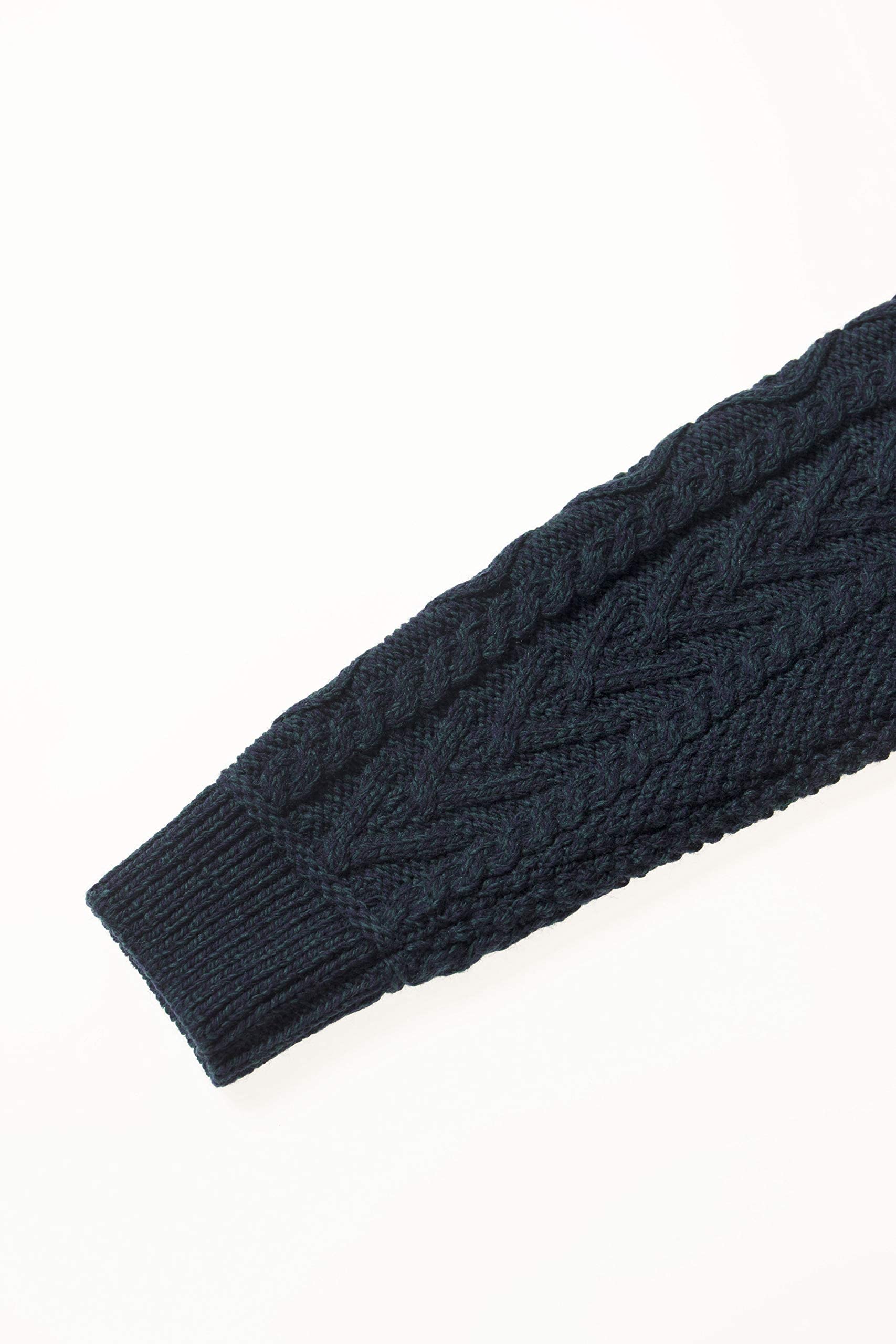 Aran Crafts Men's Cable Knit Zipper Cardigan - 100% Merino Wool Sweater for Winter, Warm & Soft Pullover for Casual Wear, Office & Outdoor Activities