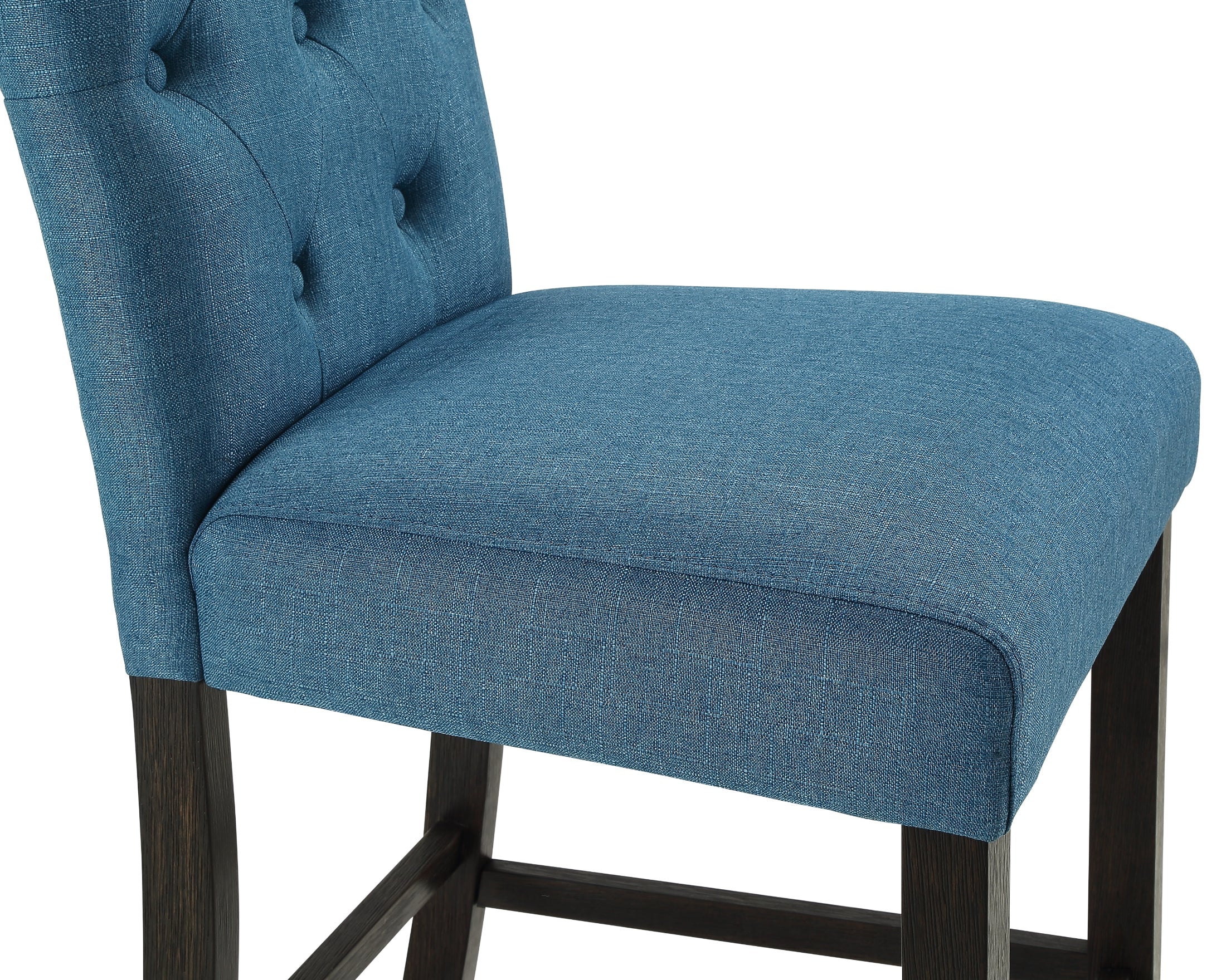 Roundhill Furniture Leviton Solid Wood Tufted Barstools - Set of 2, Navy Blue - Rustic Kitchen Island Stools for Breakfast Nook, Bar Counter or Dining Room Decor