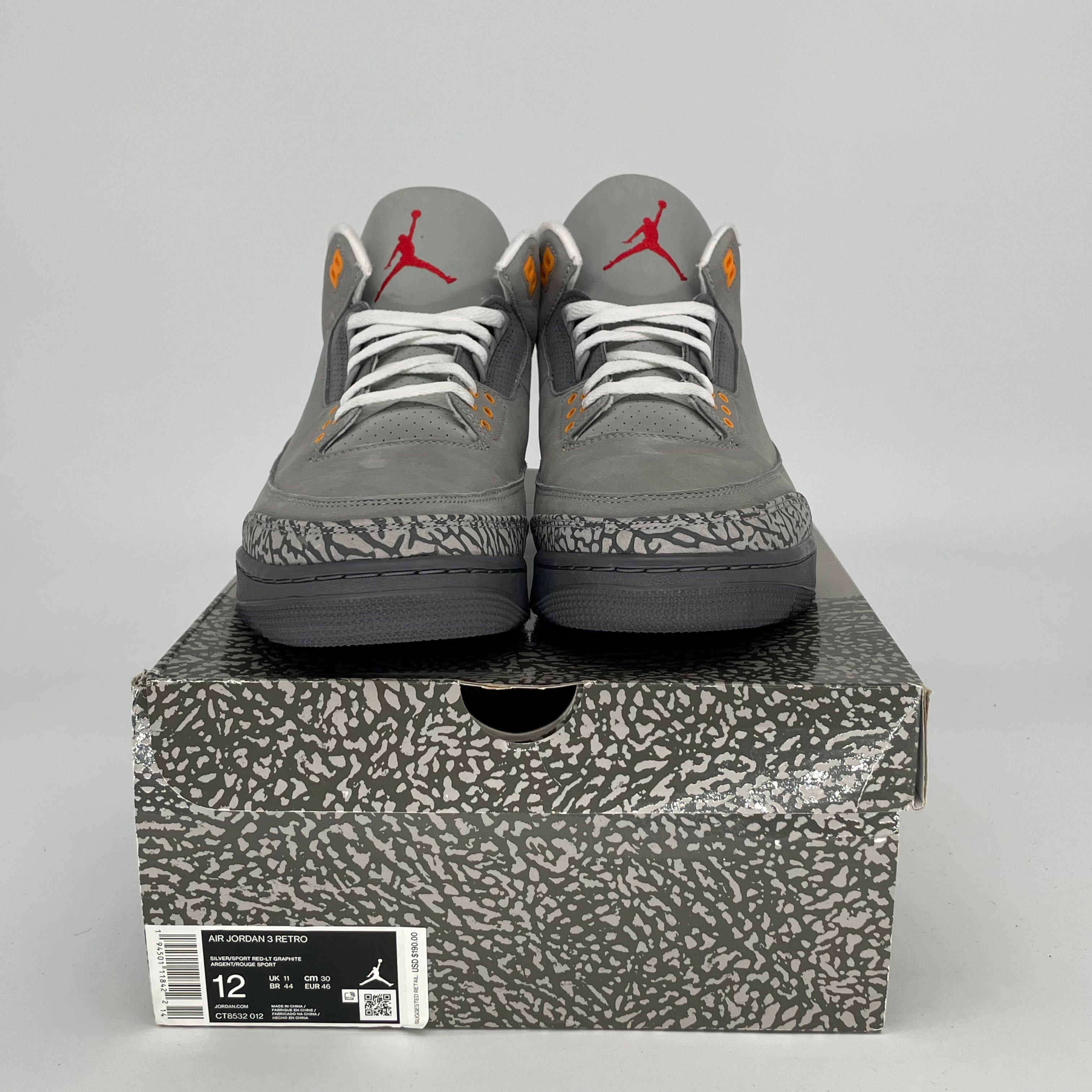 AIR JORDAN 3 Retro Cool Grey Men's Basketball Shoes Size 12 (CT8532-012) - Perfect for Streetwear, Sneaker Collecting & Casual Wear