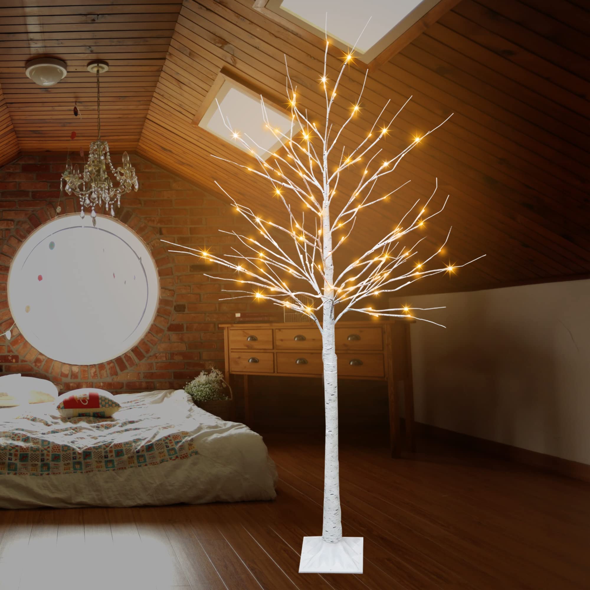 6Ft LED Solar Birch Tree Lights Outdoor - Waterproof Fairy Lights for Holiday Decor, Christmas, Wedding, Easter, Halloween & Fall - Perfect for Garden, Patio, Yard & Landscape Decoration