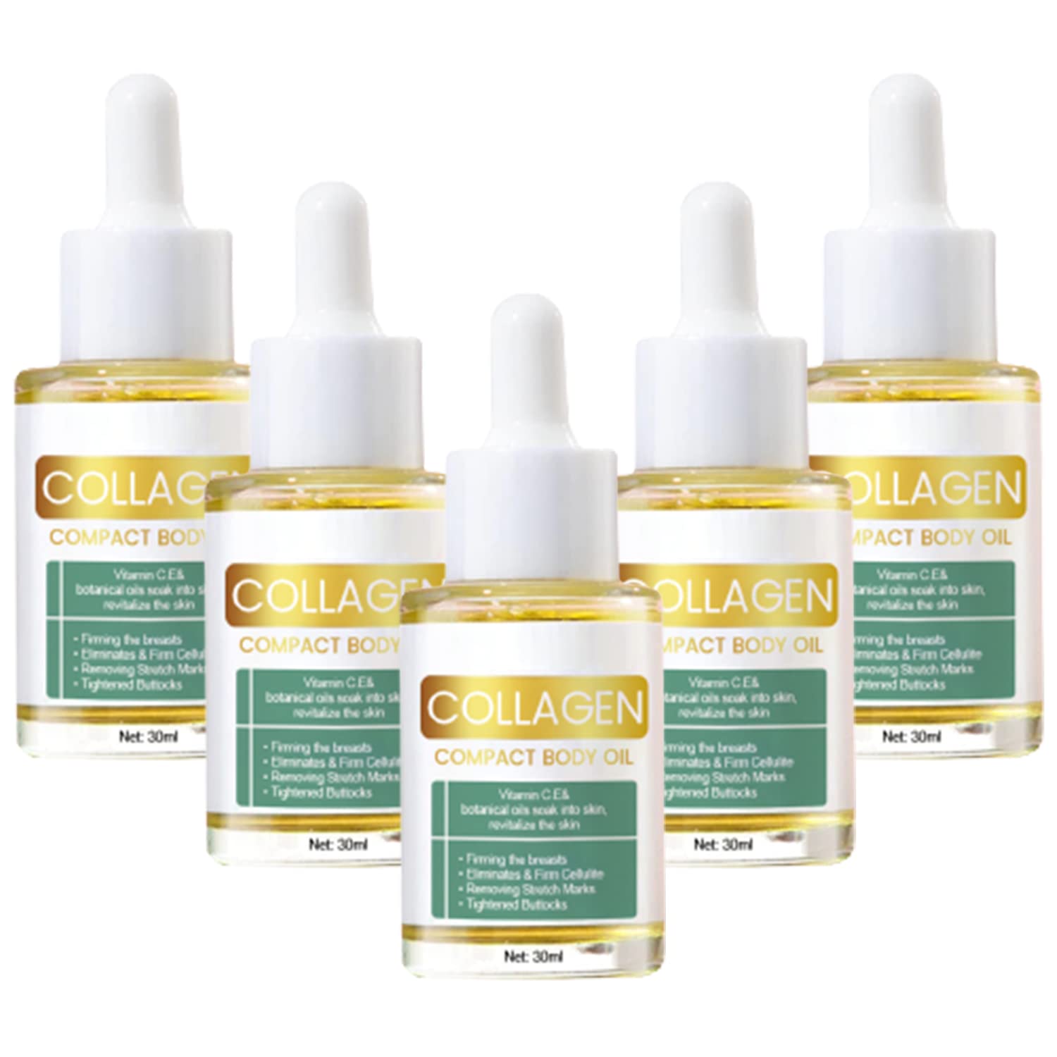 Flysmus Collagen Lifting Body Oil for Women - Anti-Aging Treatment to Reduce Fine Lines & Wrinkles - Firming & Hydrating Skin Care (5 Pack) | Perfect for Daily Moisturizing, Massage & Nighttime Skin Rejuvenation
