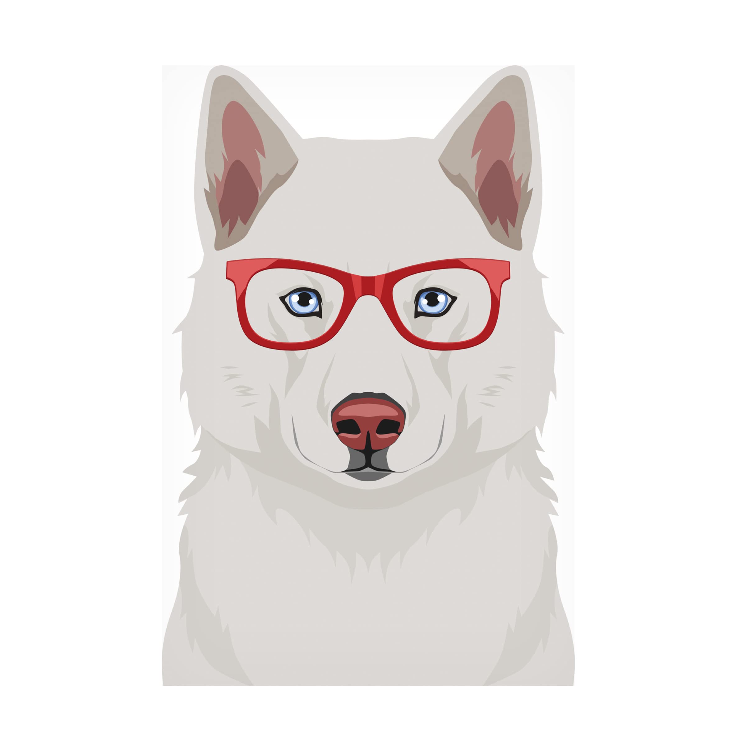 Trademark Fine Art 'Husky Wearing Hipster Glasses' Canvas Wall Art Print - Funny Dog Portrait for Living Room, Bedroom & Office Decor