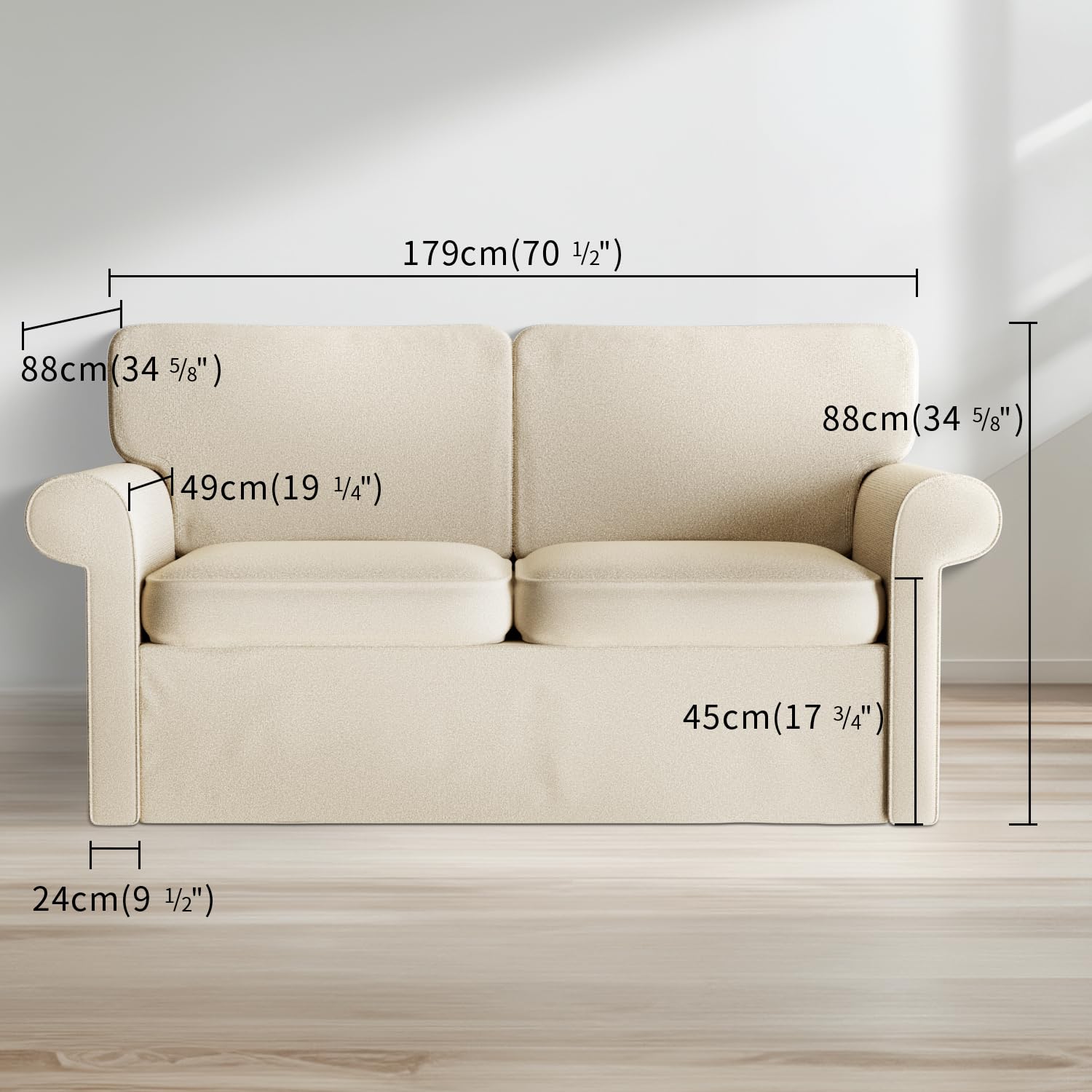 ShanSon Sofa Slipcover for IKEA Ektorp Loveseat - Stretchable 2-Seat Sofa Cover Replacement in Beige | Perfect for Living Room, Bedroom & Home Decor Protection