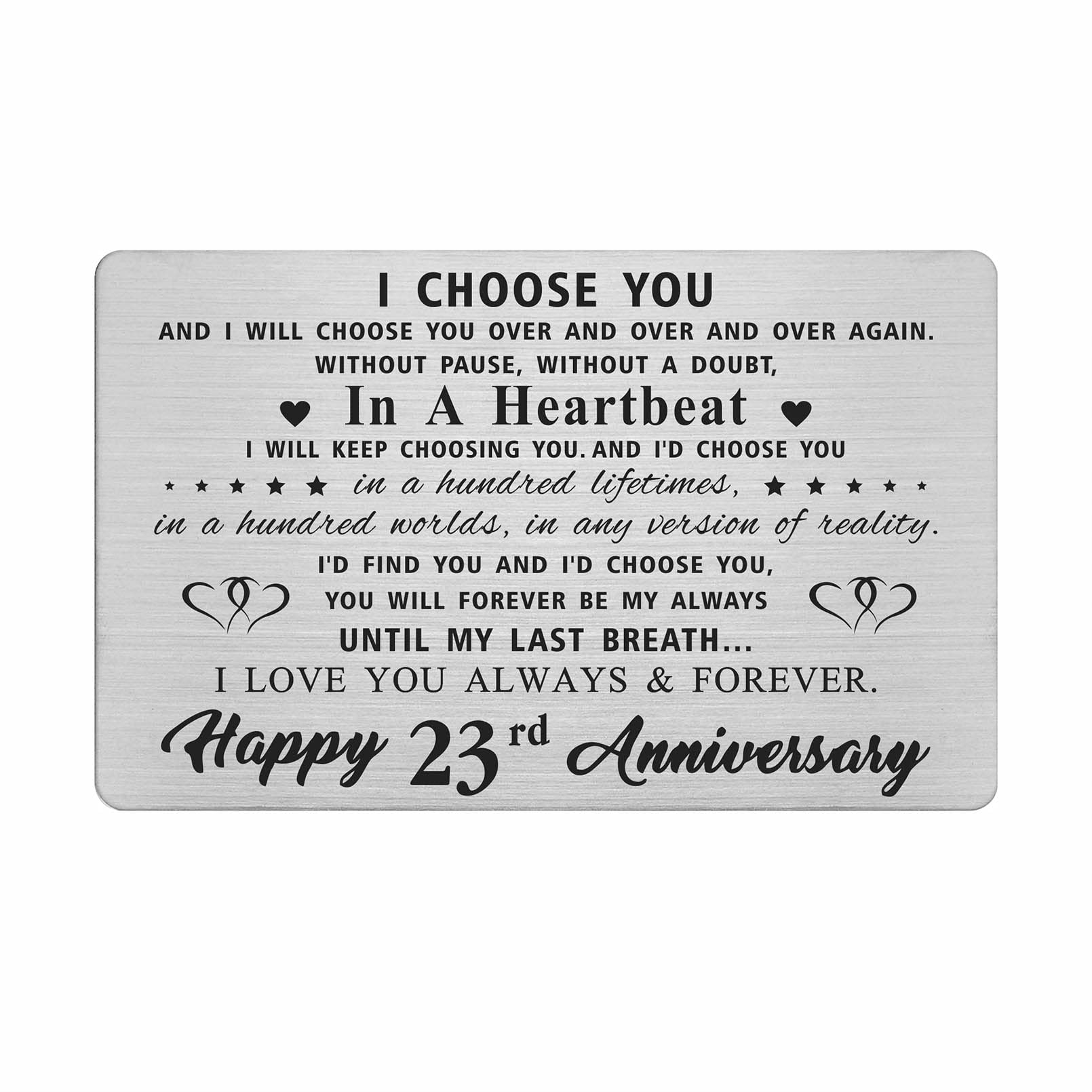 23rd Anniversary Card for Wife - Romantic Engraved Wallet Gift for 23 Years of Marriage | Perfect Wedding Anniversary Present for Her | Ideal for Surprise Gifts, Special Occasions & Keepsakes