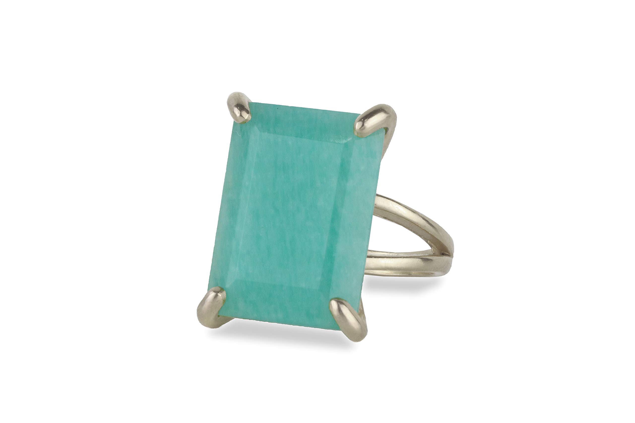 Natural Amazonite Gemstone 14k Gold Ring - Handmade Statement Jewelry for Women - Customizable Size & Finish - Perfect for Weddings, Engagements & Gifts | Elegant Fashion Accessory for Everyday Wear & Special Occasions