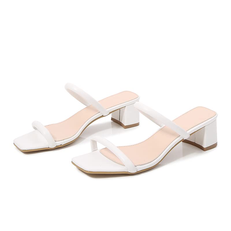 Women's Square Toe Two Strap High Heel Sandals - Summer Brown Leather Sandals for Women | Perfect for Beach, Party & Casual Outfits