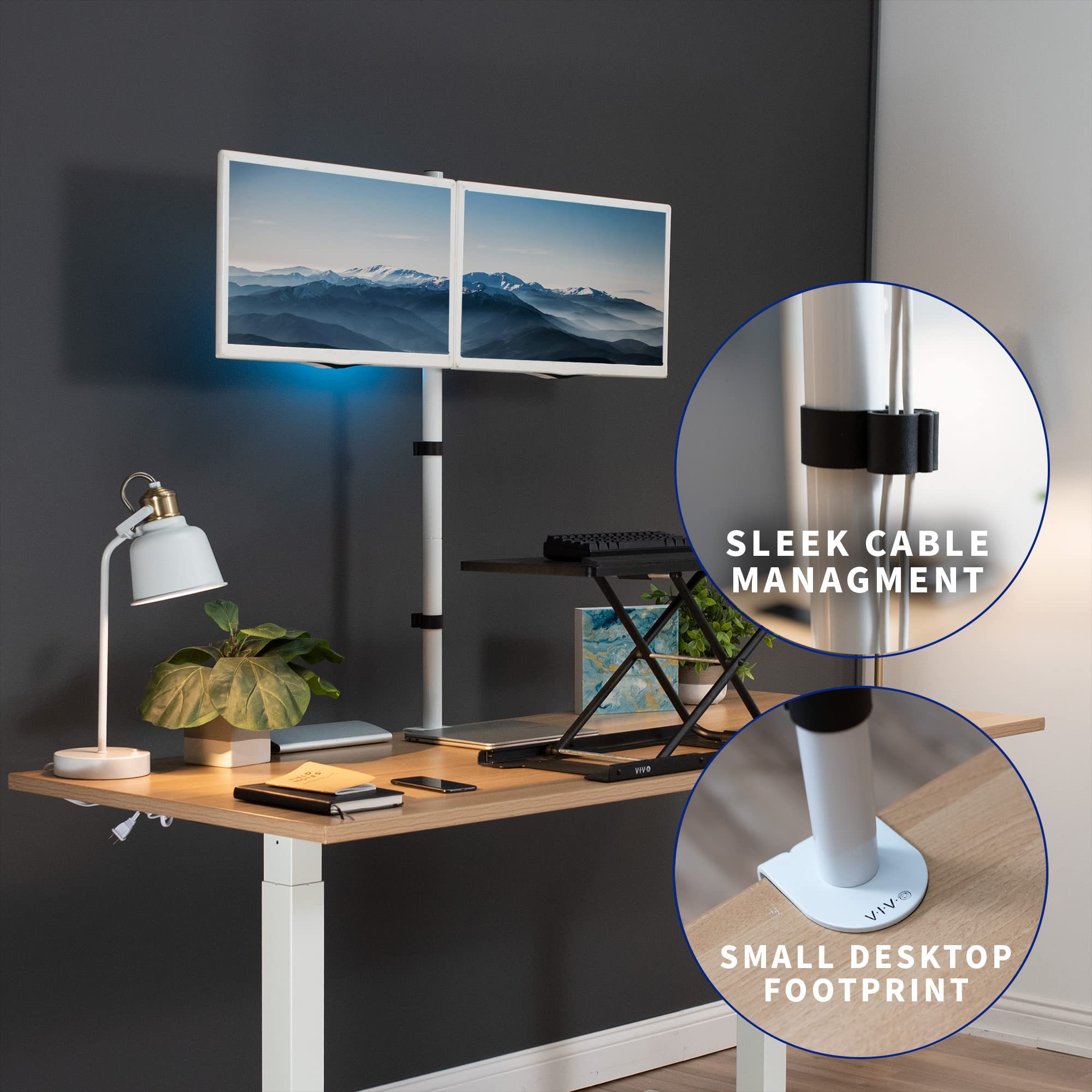 Dual Monitor Stand for Desk - Adjustable VIVO STAND-V012W Up to 27