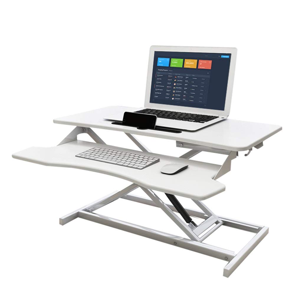 Adjustable Height Standing Desk - White Folding Laptop Computer Table for Home Office, Ergonomic Workstation with 51cm Lift Range (804013) | Perfect for Remote Work, Gaming & Small Spaces
