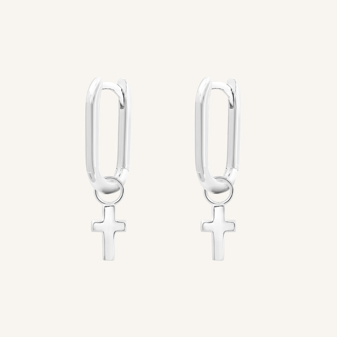 Stylish Cross Rectangle Hoop Earrings for Women - Trendy Geometric Jewelry for Everyday Wear & Special Occasions