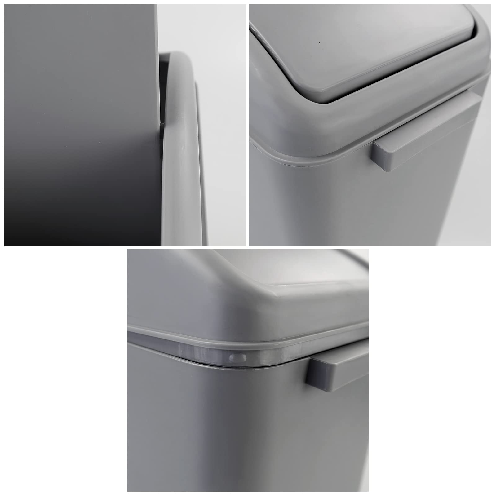 4.5 Gallon Plastic Swing-Top Trash Can with Lid - Odor-Proof Kitchen & Bathroom Waste Bin, Gray - Perfect for Home, Office, Dorm & RV Use