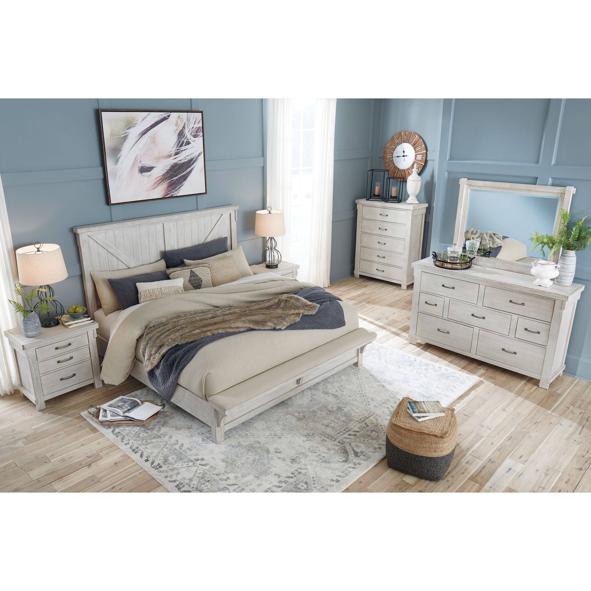 Brashland Panel Bed - Modern Wooden Platform Bed Frame with Headboard - Perfect for Bedroom, Guest Room & Dormitory