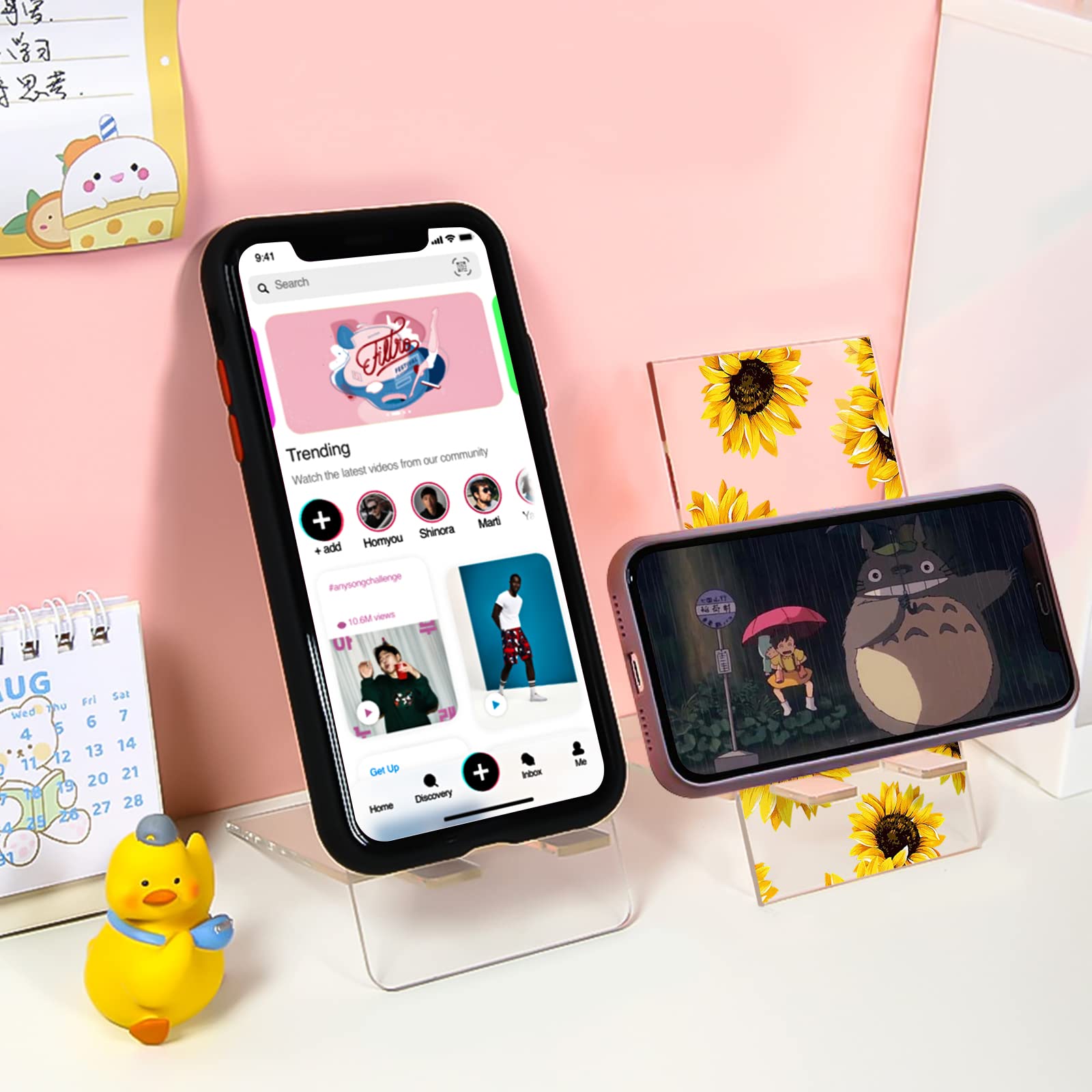 Adjustable Clear Yellow Sunflower Phone Stand Holder - Cute Floral Desk Accessory for Girls, Women & Kids | Compatible with iPhone, iPad, Tablets & Nintendo Switch | Perfect for Home, Office & Dorm Room Decor