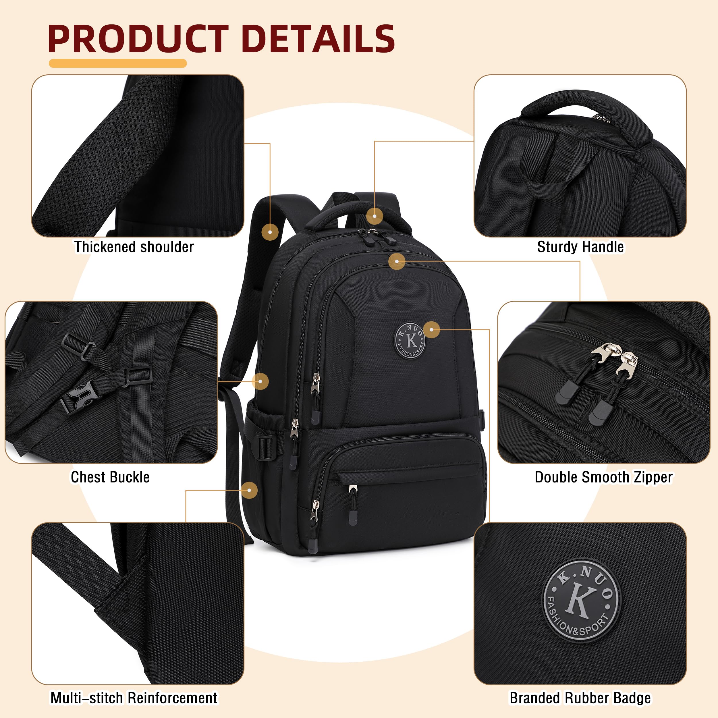 Anti-Theft 17 Inch Laptop Backpack for Women & Men - Water Resistant Travel Backpack, Large School Bookbag for College, Teens, Boys & Girls - Perfect for Business, Work & Casual Daypack (Black) - Ideal for Commuting, Office & Campus Use