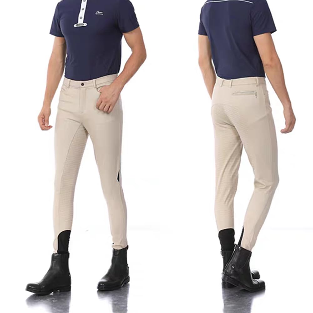 Premium Men's Equestrian Breeches with Full Seat Silicone Grip - Comfortable Horse Riding Pants for Dressage, Jumping & Training - Durable Equestrian Equipment for Professional & Casual Riders