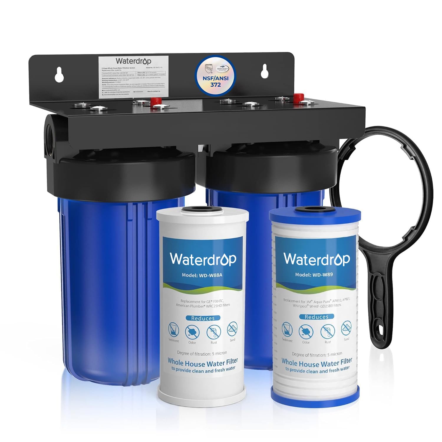 **Waterdrop Whole House Water Filter System - 5-Stage Filtration, Carbon & Sediment Filters, Reduces Lead, Chlorine, Odor & Taste, 1