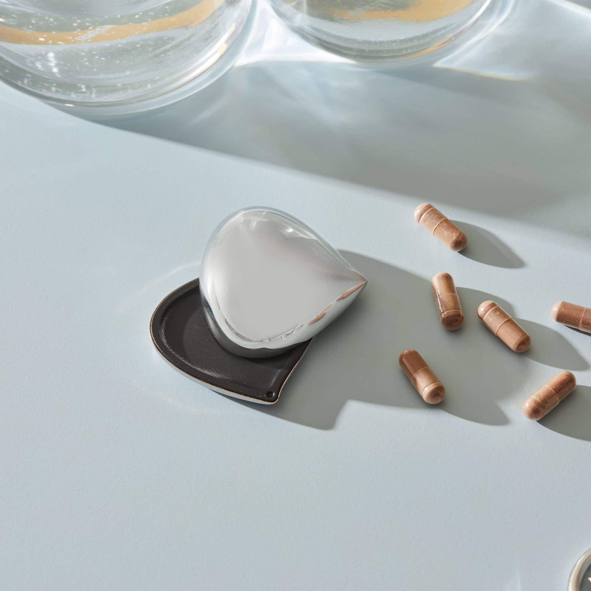 Alessi CHB01 Silver Chestnut Pill Box - Elegant and Compact Pill Organizer for Travel, Home, and Daily Medication Storage