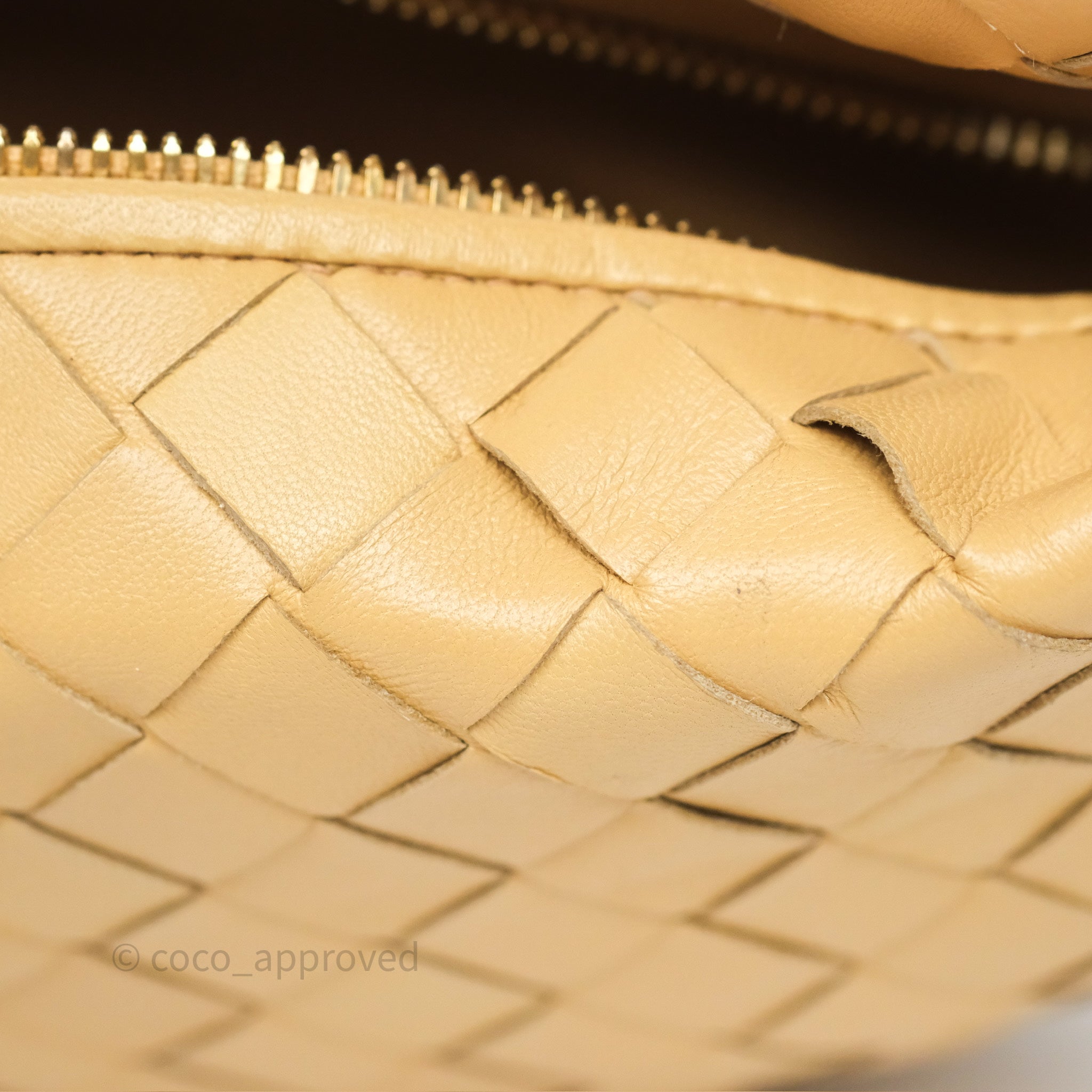 Bottega Veneta Mini Jodie Bag in Intrecciato Almond Lambskin Leather - Luxury Crossbody Purse for Women, Perfect for Date Night & Evening Events