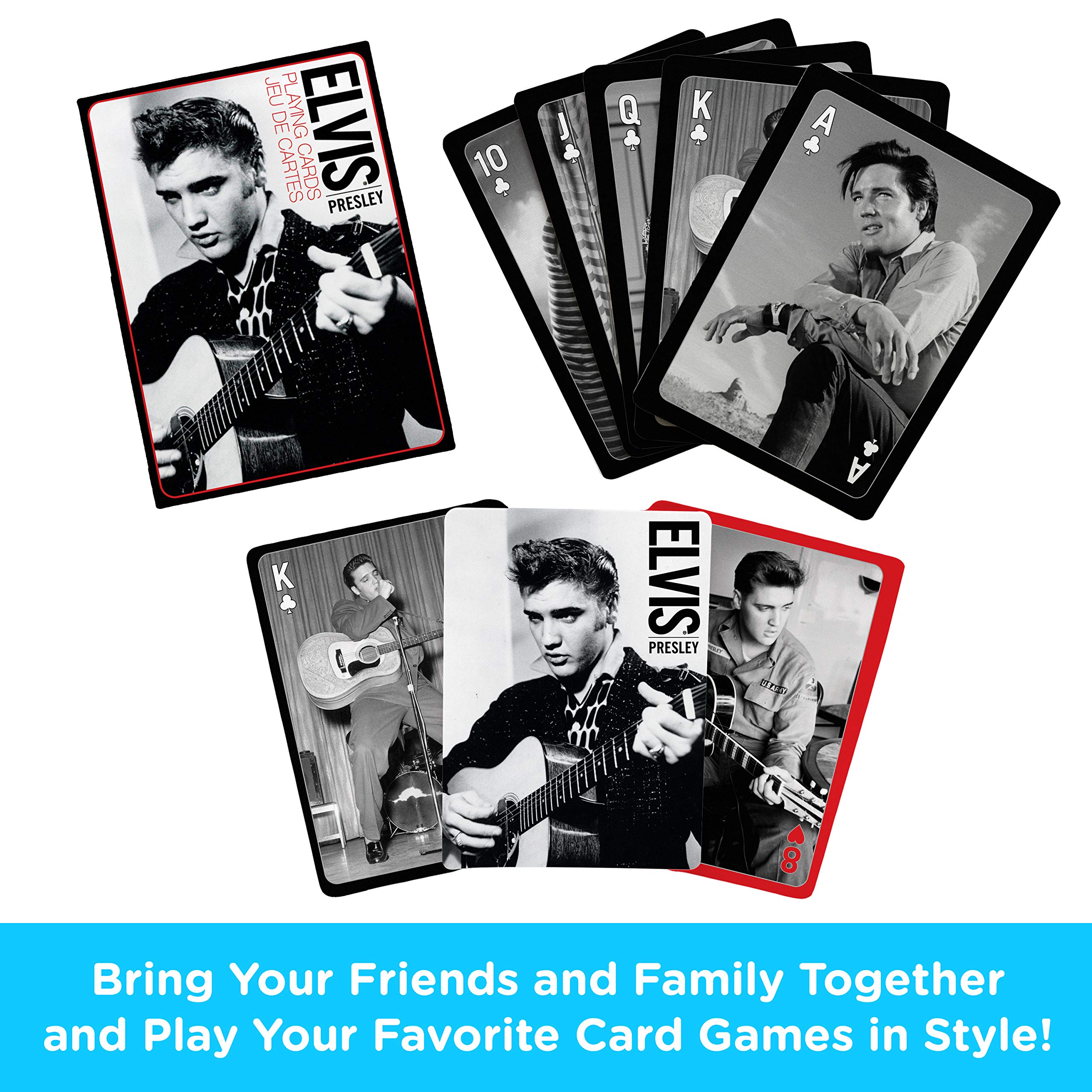 Aquarius Elvis Black and White Playing Cards Deck - Premium Poker Cards for Magic Tricks, Card Games, and Collectibles