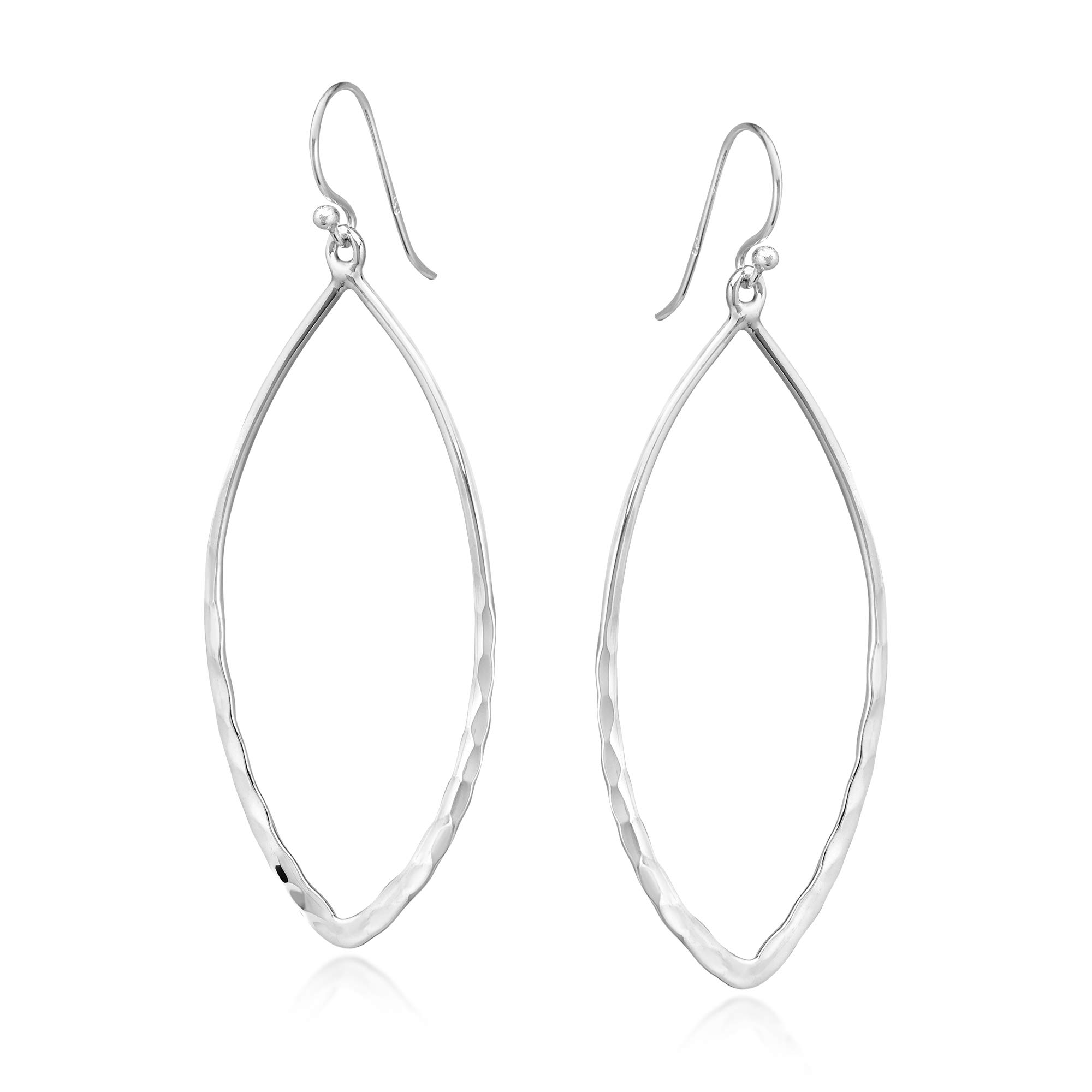 AeraVida .925 Sterling Silver Dangle Earrings for Women - Elegant Textured Oval Hoop Earrings | Hypoallergenic Silver Jewelry Gift for Birthday, Anniversary & Everyday Wear